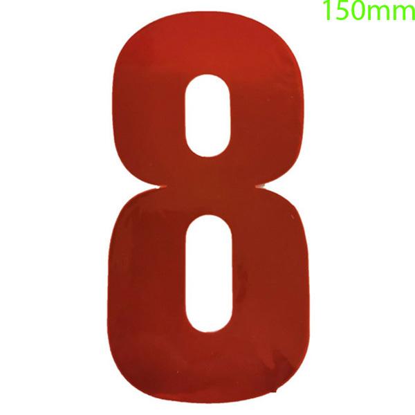 Red High Visibility Reflective Self Adhesive Vinyl Numeral, 150mm Number 8