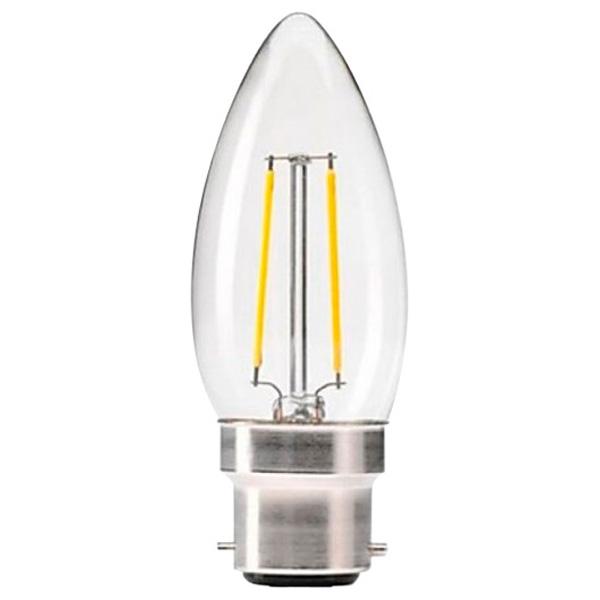 C35 LED 4-Filament Candle Bulb, 3W BC/B22/B22d/Ba22d, Clear Warm White