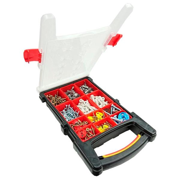 Assortment of Gripit & Redi-Driva Plasterboard Fixing Anchors with Screws, 406 Pieces in a 12 Compartment Carry Pack.