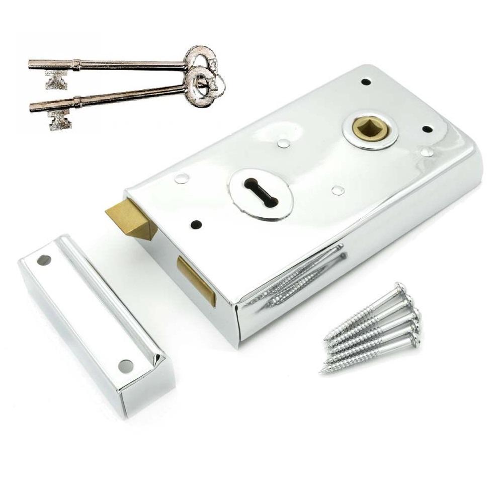 Narrow Style Rim Sashlock, Chrome Plated - 143mm