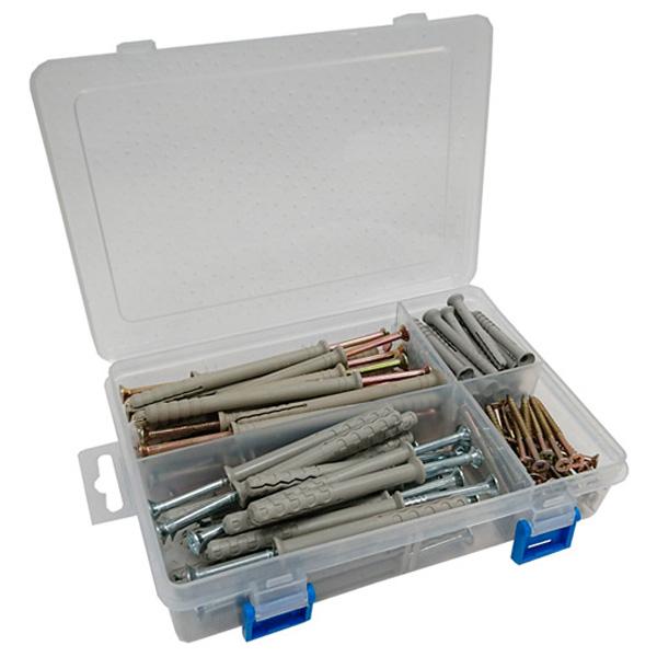 Assortment of Nylon Hammer Fixing Wall Anchors, 88 Pieces in a 8 Compartment Carry Case.