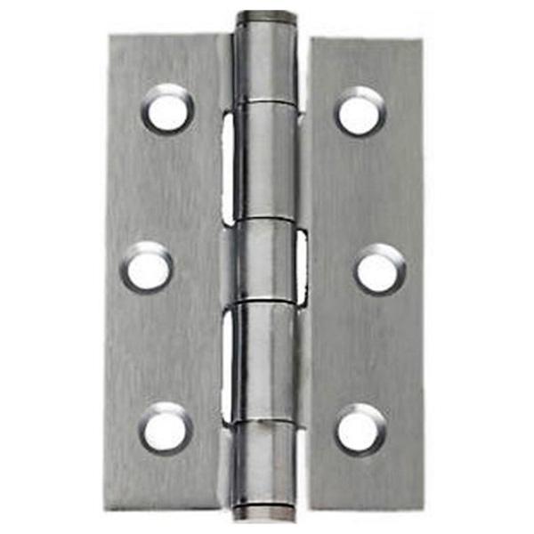 Button Tipped Heavy Duty Steel Butt Hinges, Satin Chrome 75mm (2 Pack)