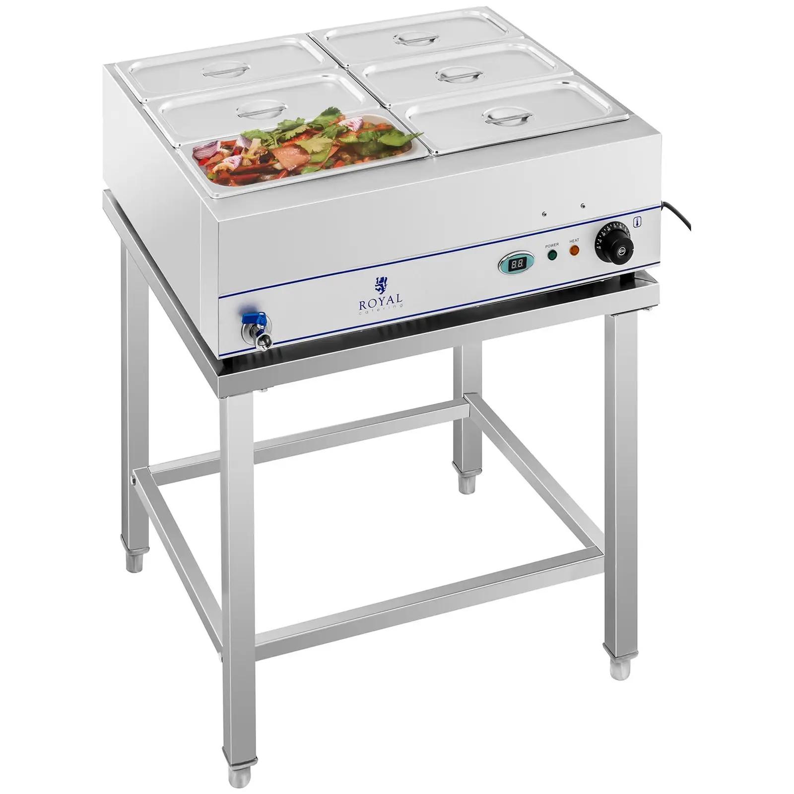 Bain-Marie - 2,000 W - 6 X 1/3 GN Containers - With Base And Drain Tap