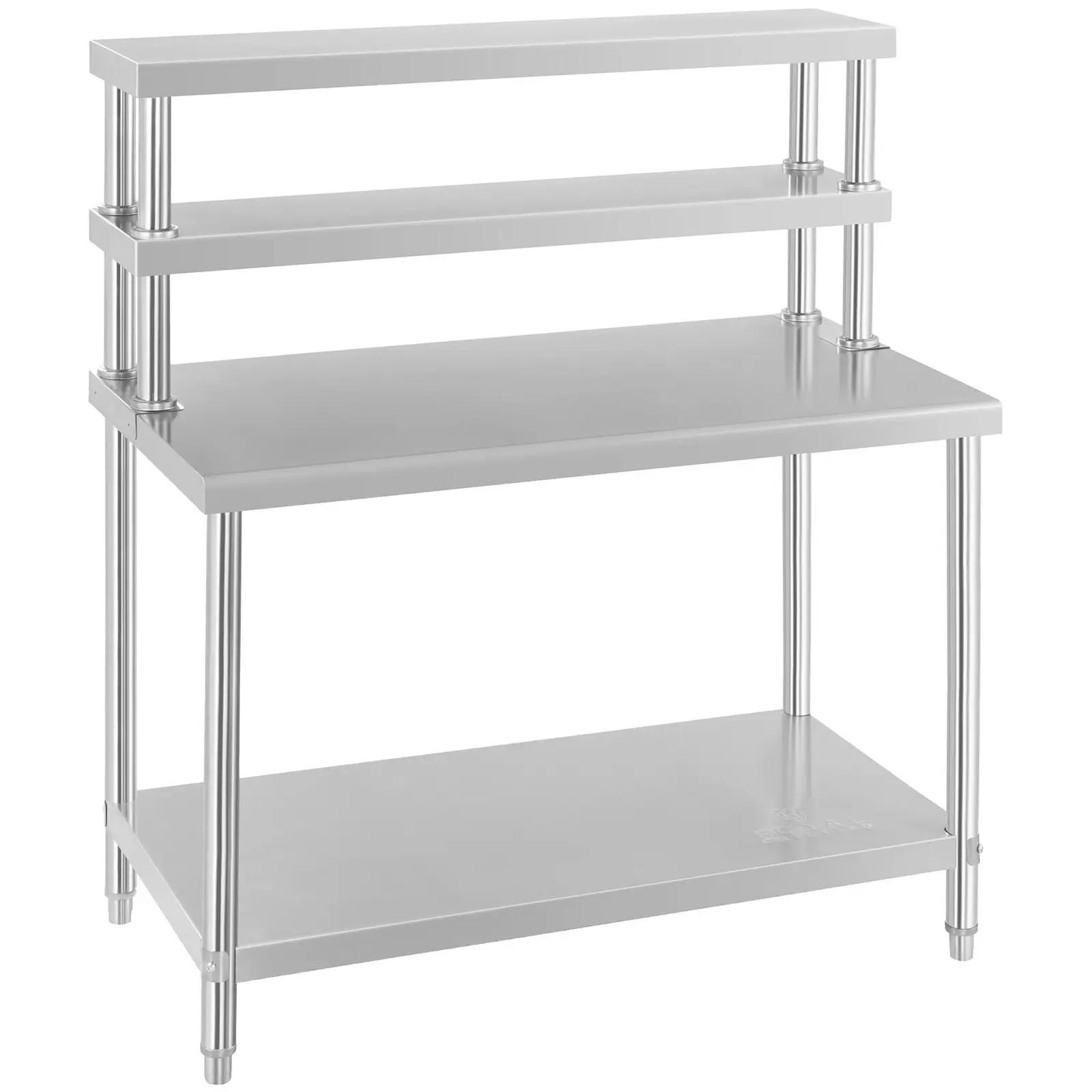 Stainless Steel Work Table With Overshelf - 2er - 175 Kg Loading Capacity