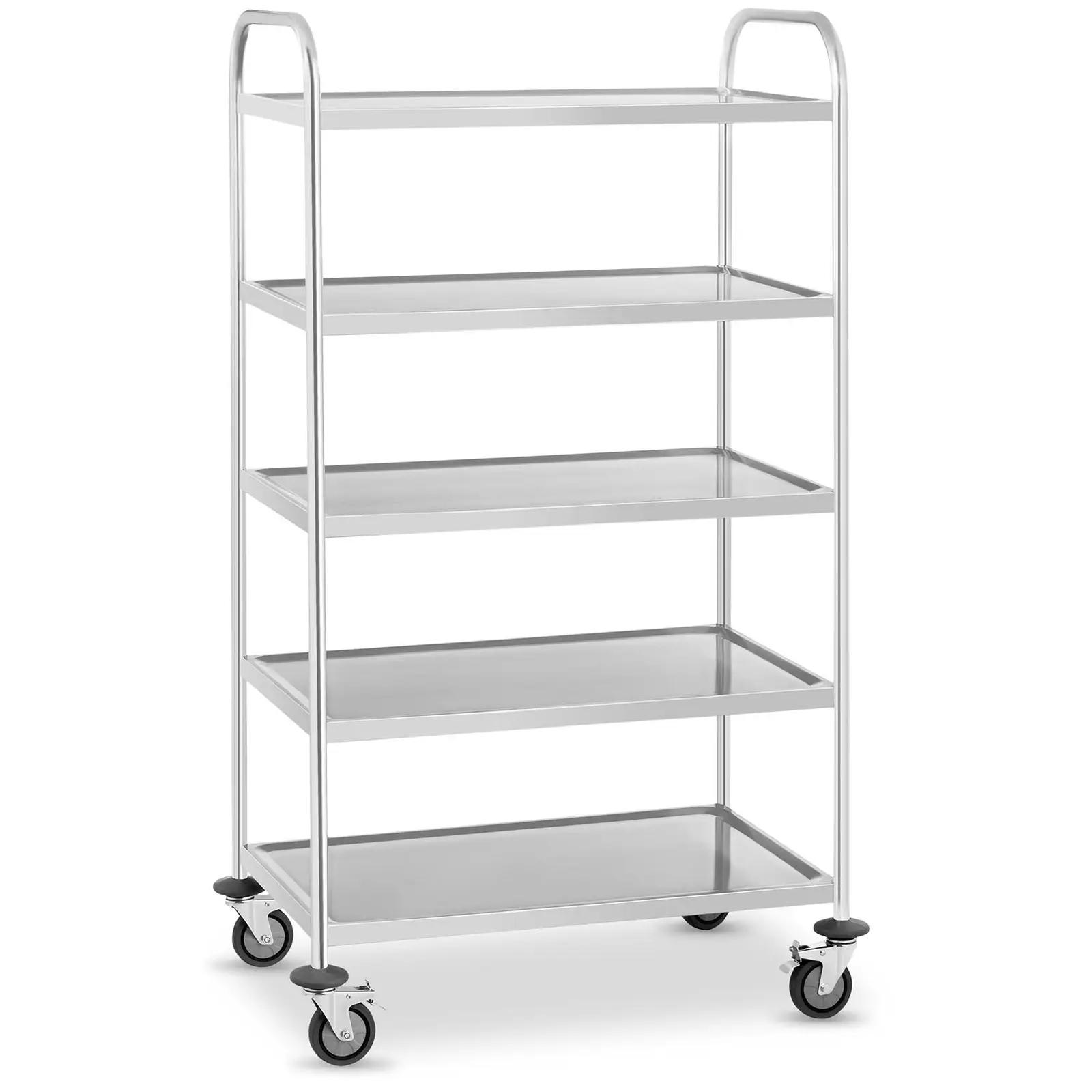 Stainless Steel Serving Trolley - 5 Shelves - Up To 250 Kg