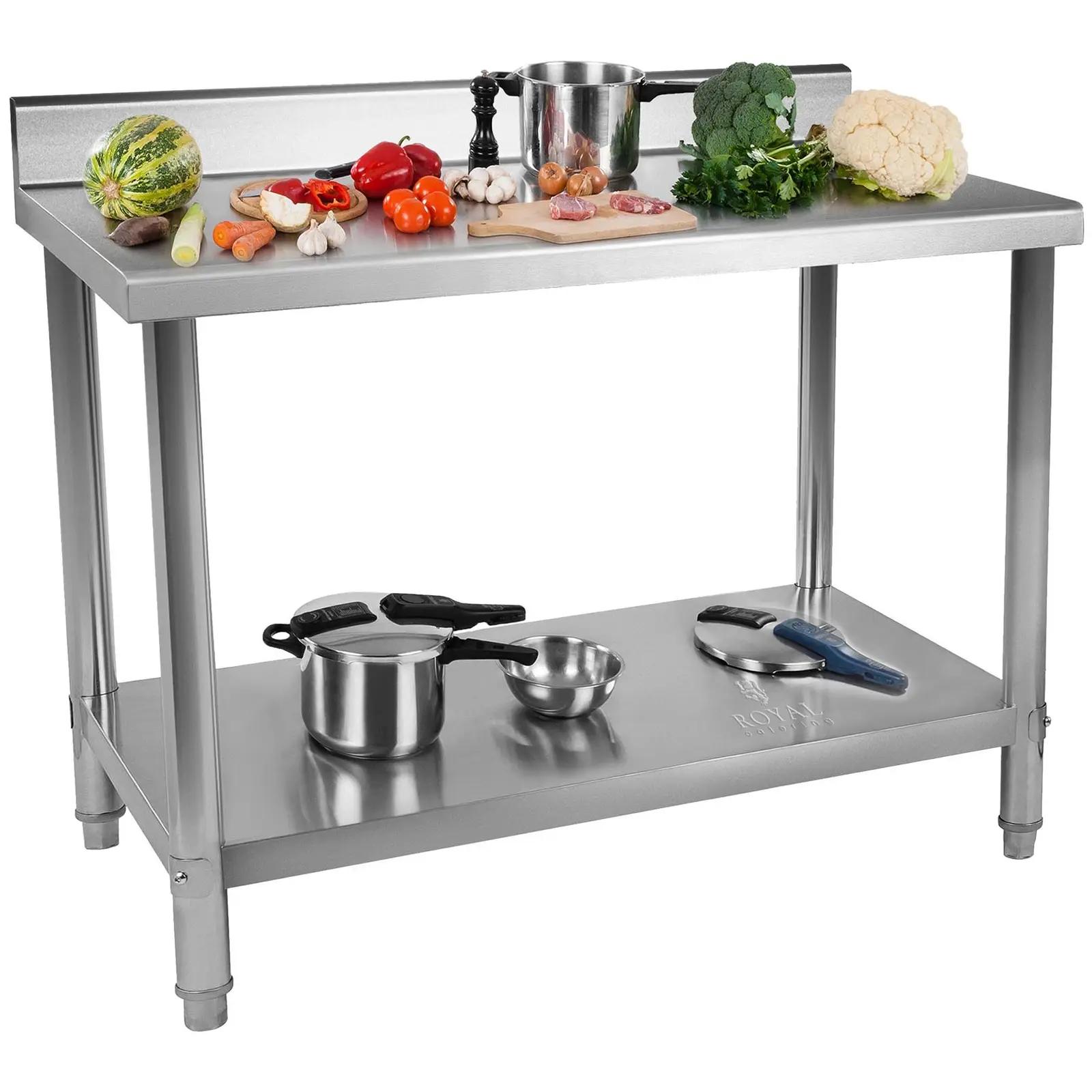 Stainless Steel Table - 150 x 60 cm - Upstand - 130 kg capacity