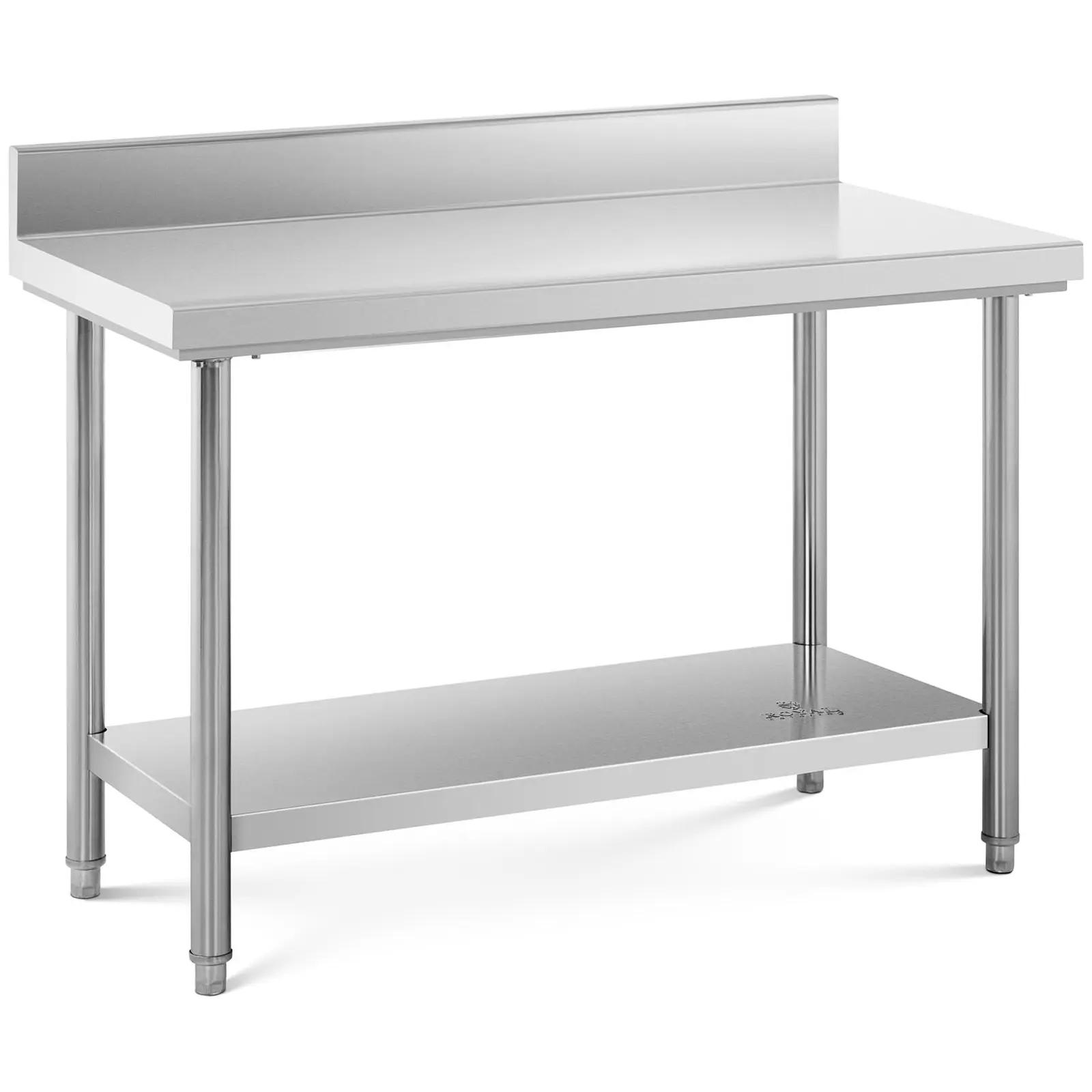 Stainless Steel Work Table - 120 x 60 cm - upstand - 137 kg capacity