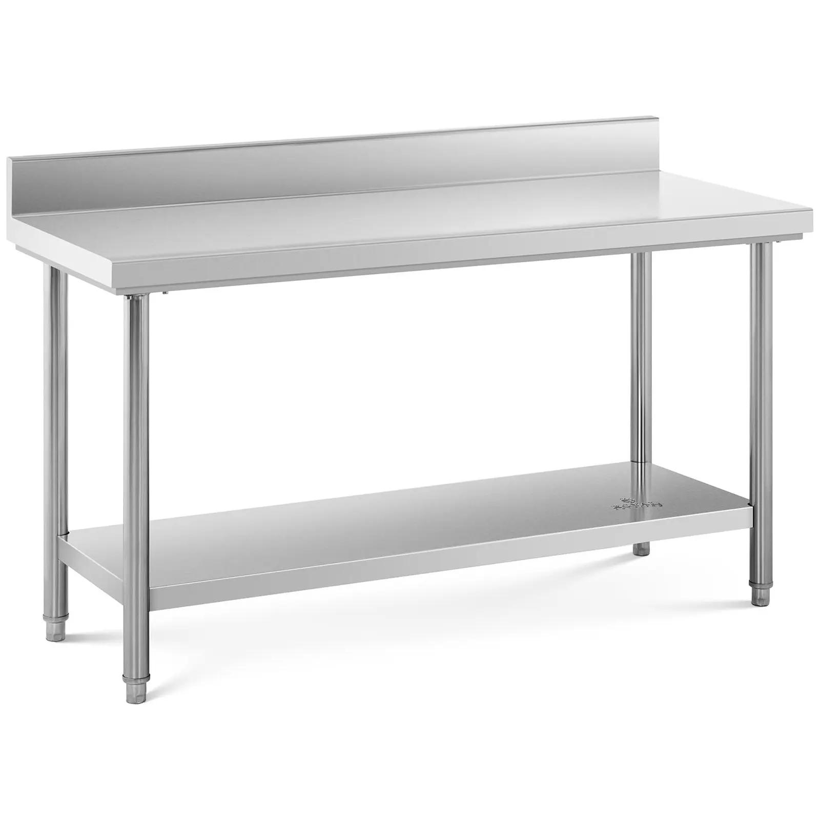 Stainless Steel Work Table - 150 x 60 cm - upstand - 159 kg capacity