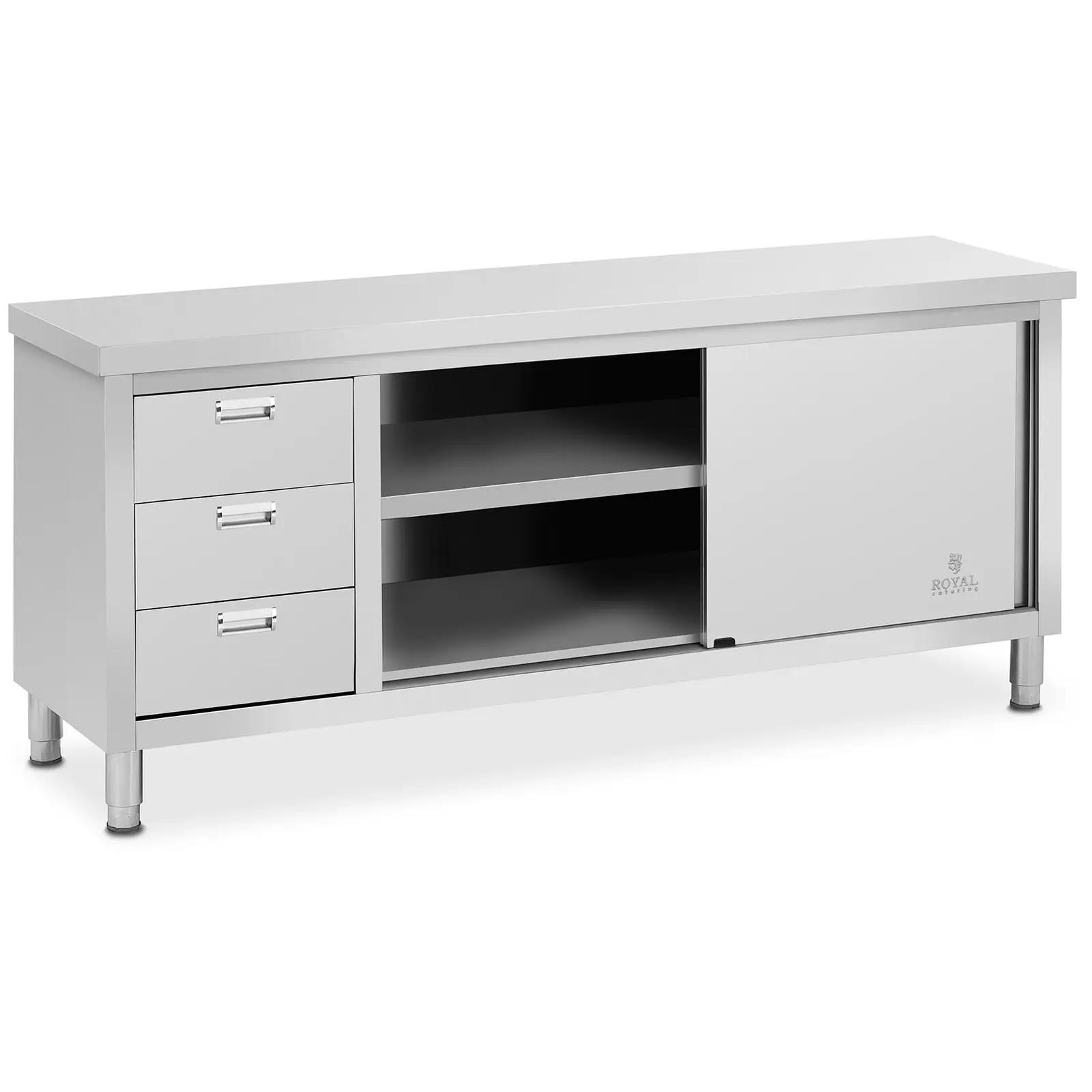 Work Cabinet - 200 X 60 X 85 Cm - Royal Catering - 600 Kg Load Capacity - 3 Drawers