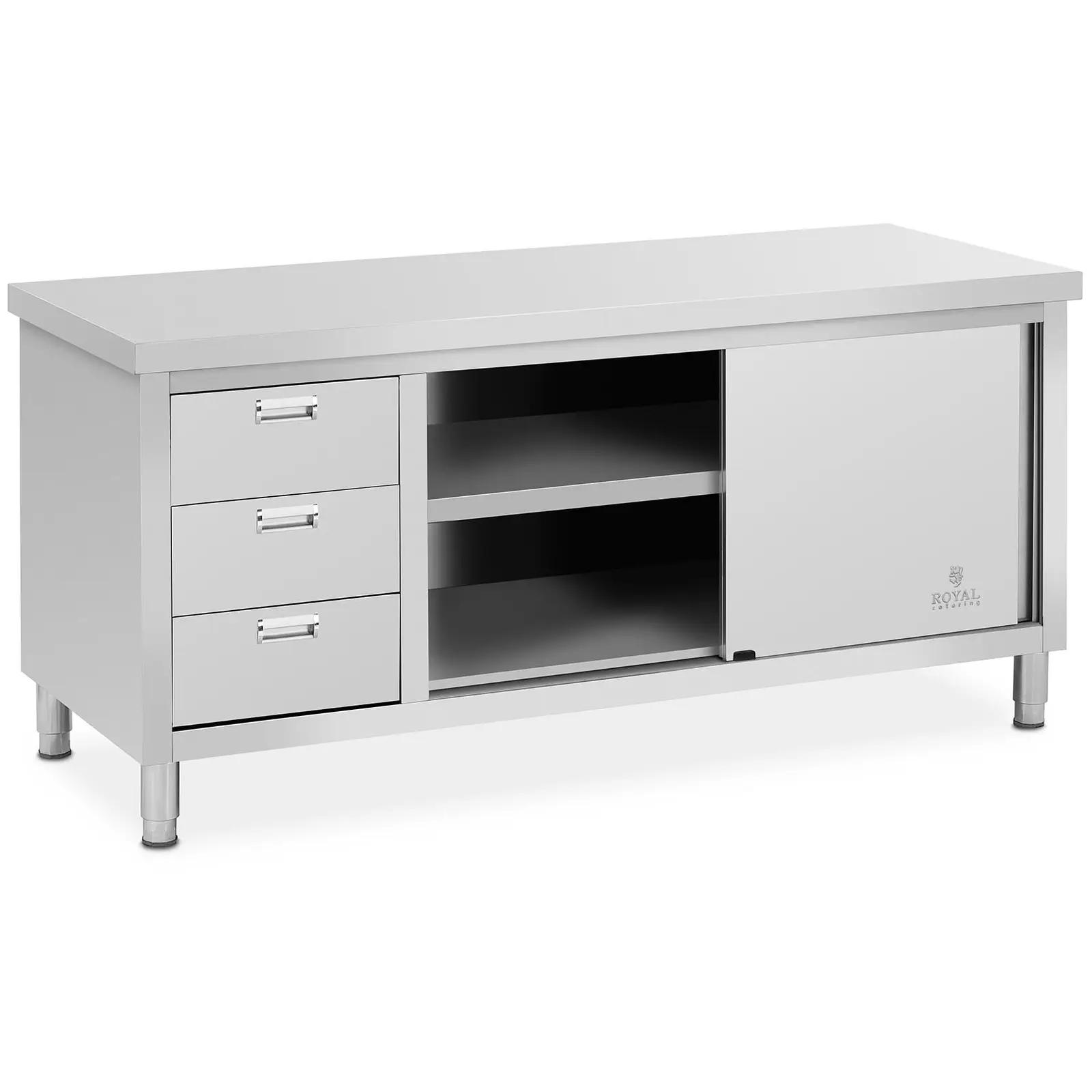 Work Cabinet - 180 X 70 X 85 Cm - Royal Catering - 600 Kg Load Capacity - 3 Drawers