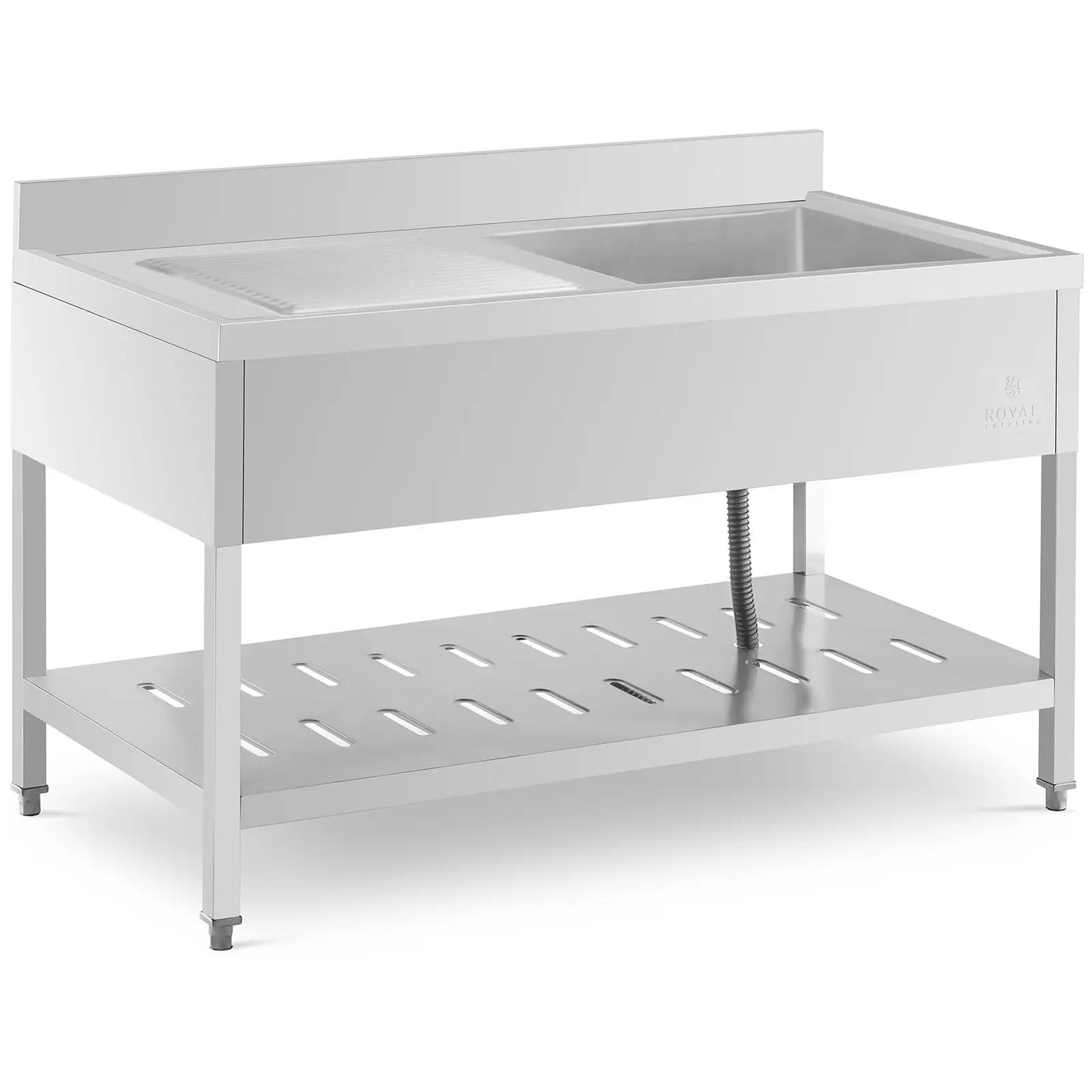 Commercial Kitchen Sink - 1 Basin - Royal Catering - Stainless Steel - 140 X 70 Cm