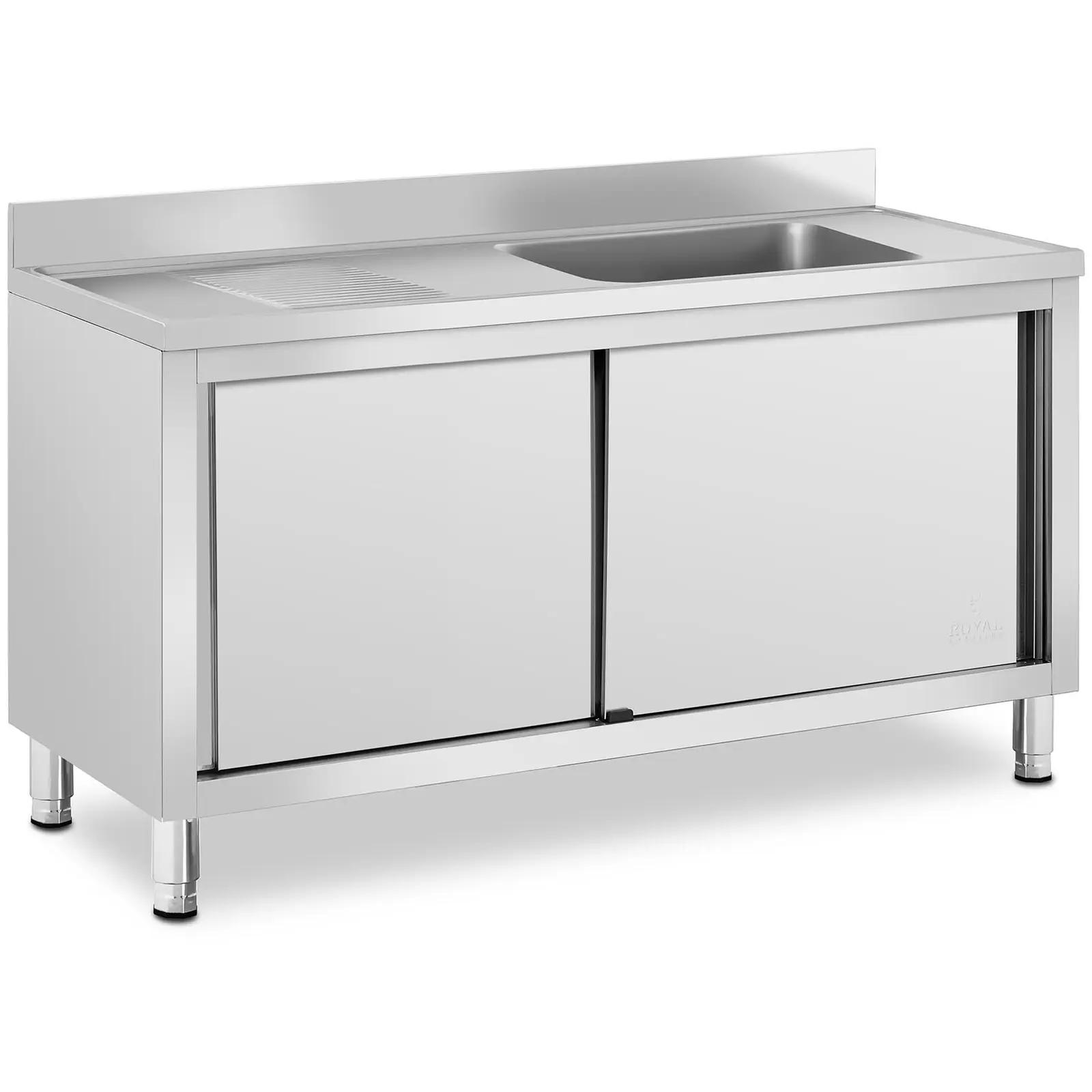 Commercial Kitchen Sink With Cabinet - 1 Basin - Royal Catering - Stainless Steel - 500 X 400 X 240 Mm