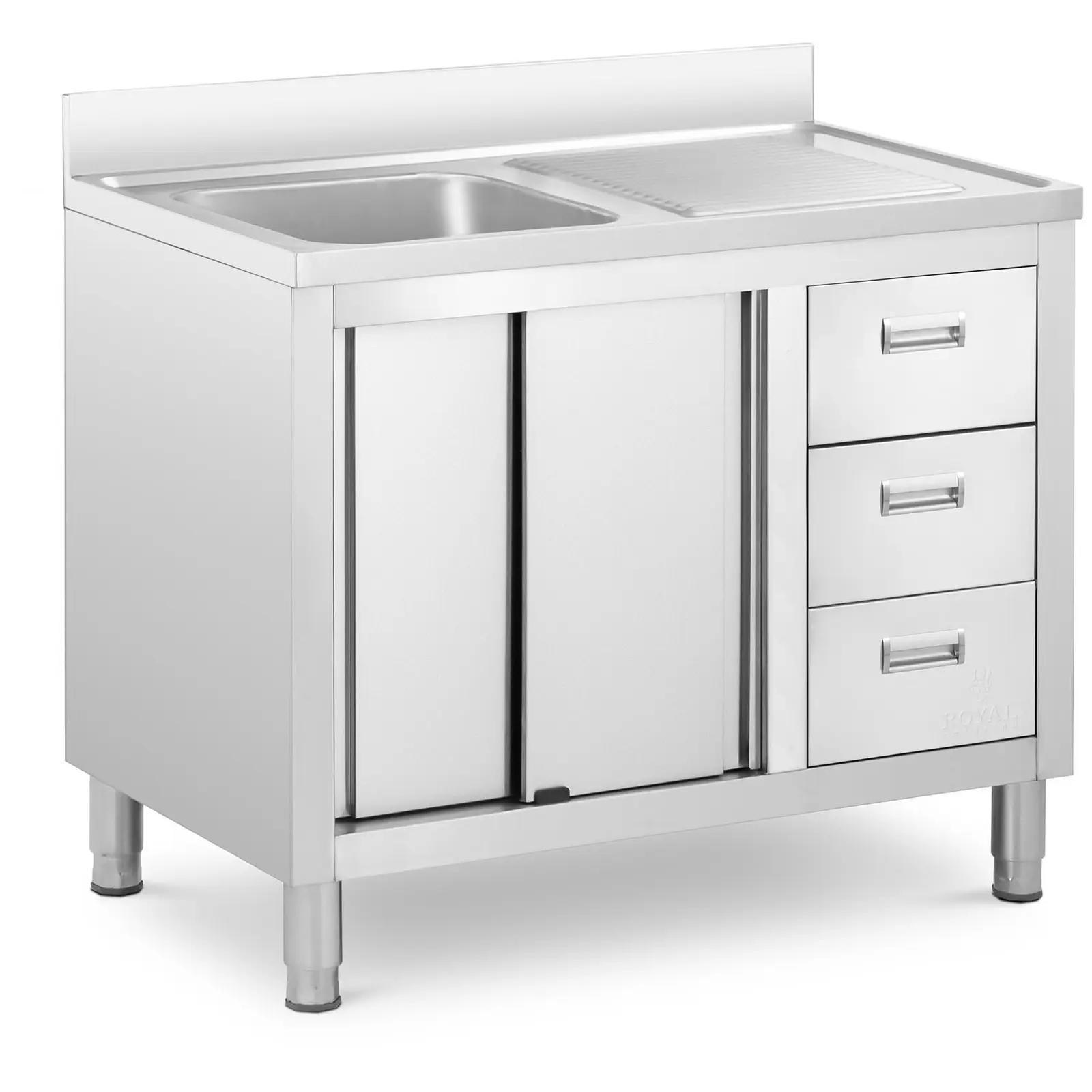 Commercial Kitchen Sink - 1 Basin - Royal Catering - Stainless Steel - 400 X 400 X 300 Mm