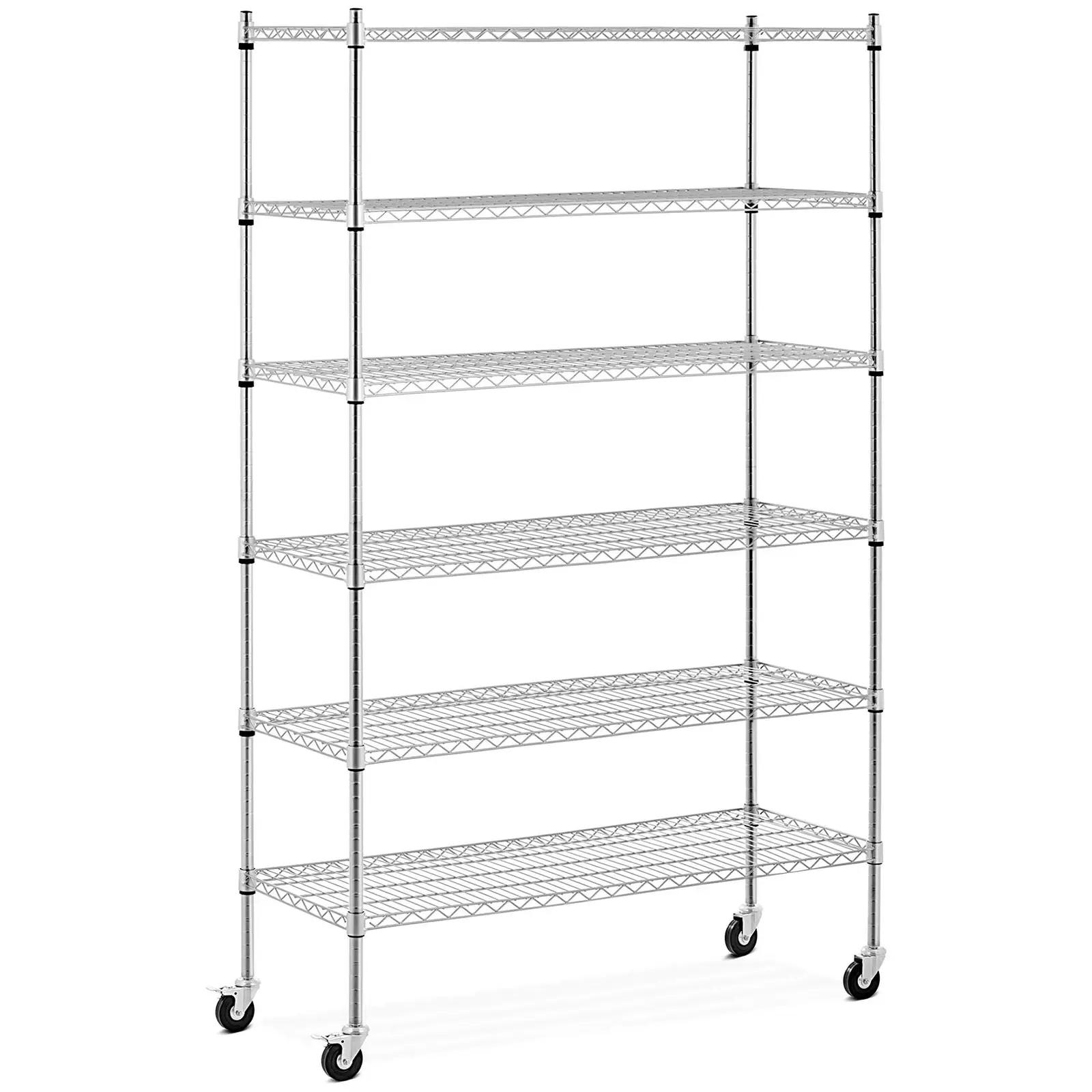 Metal Shelf - 120 X 45 X 189 Cm - 90 Kg - 4 Castors - Royal Catering