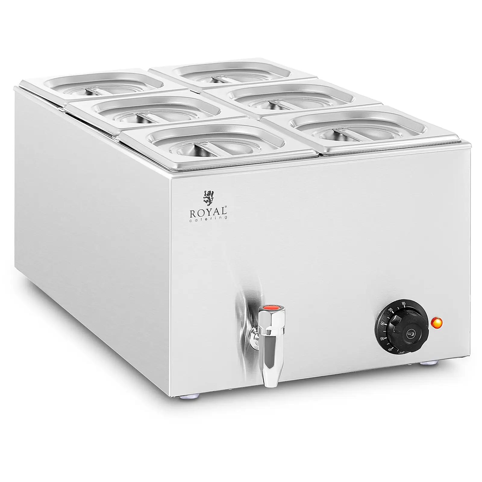 Bain-Marie - 600 W - 6 GN 1/6 - drain tap