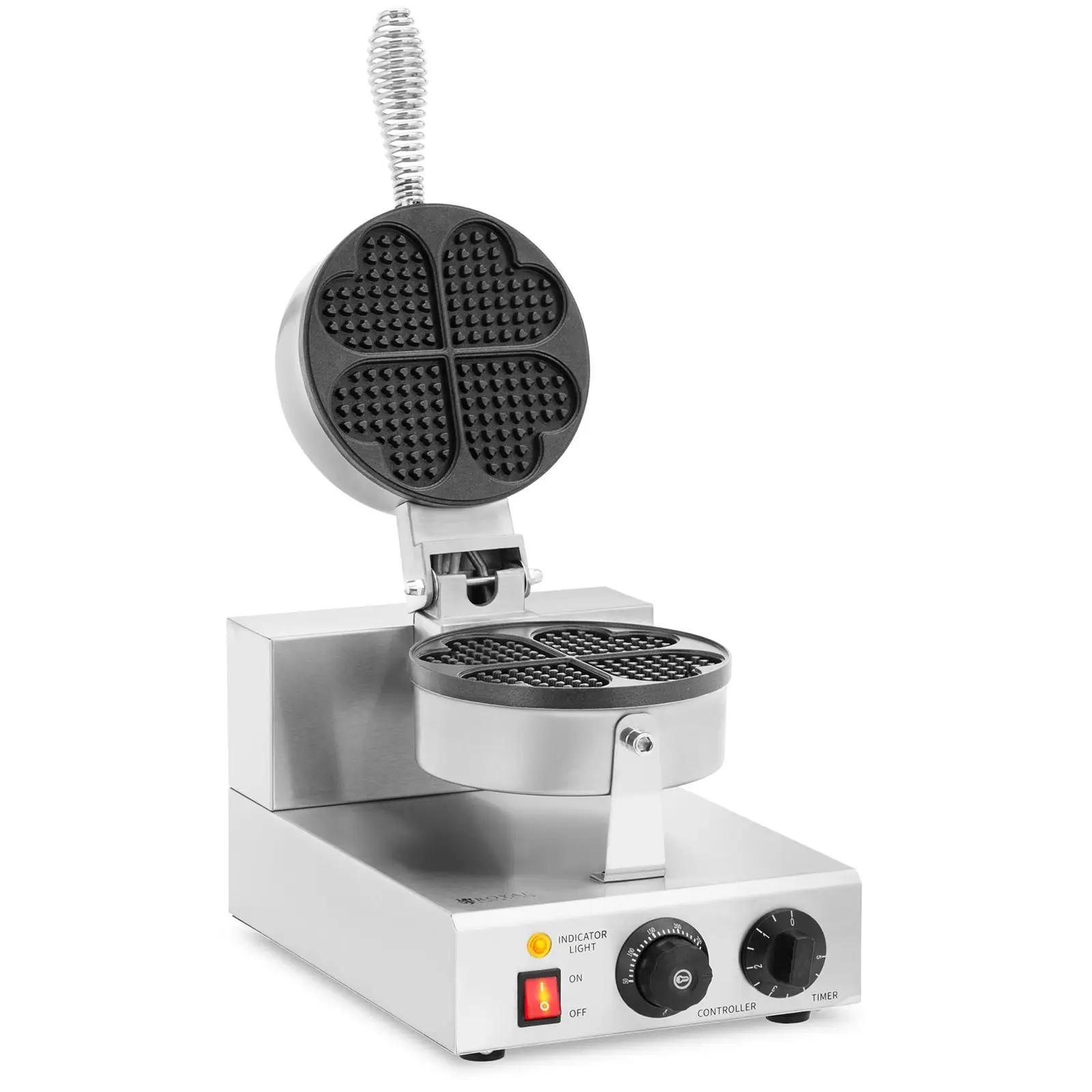 Waffle Maker - heart-shaped - 1000 W - 0 - 5 Min Timer - Royal Catering