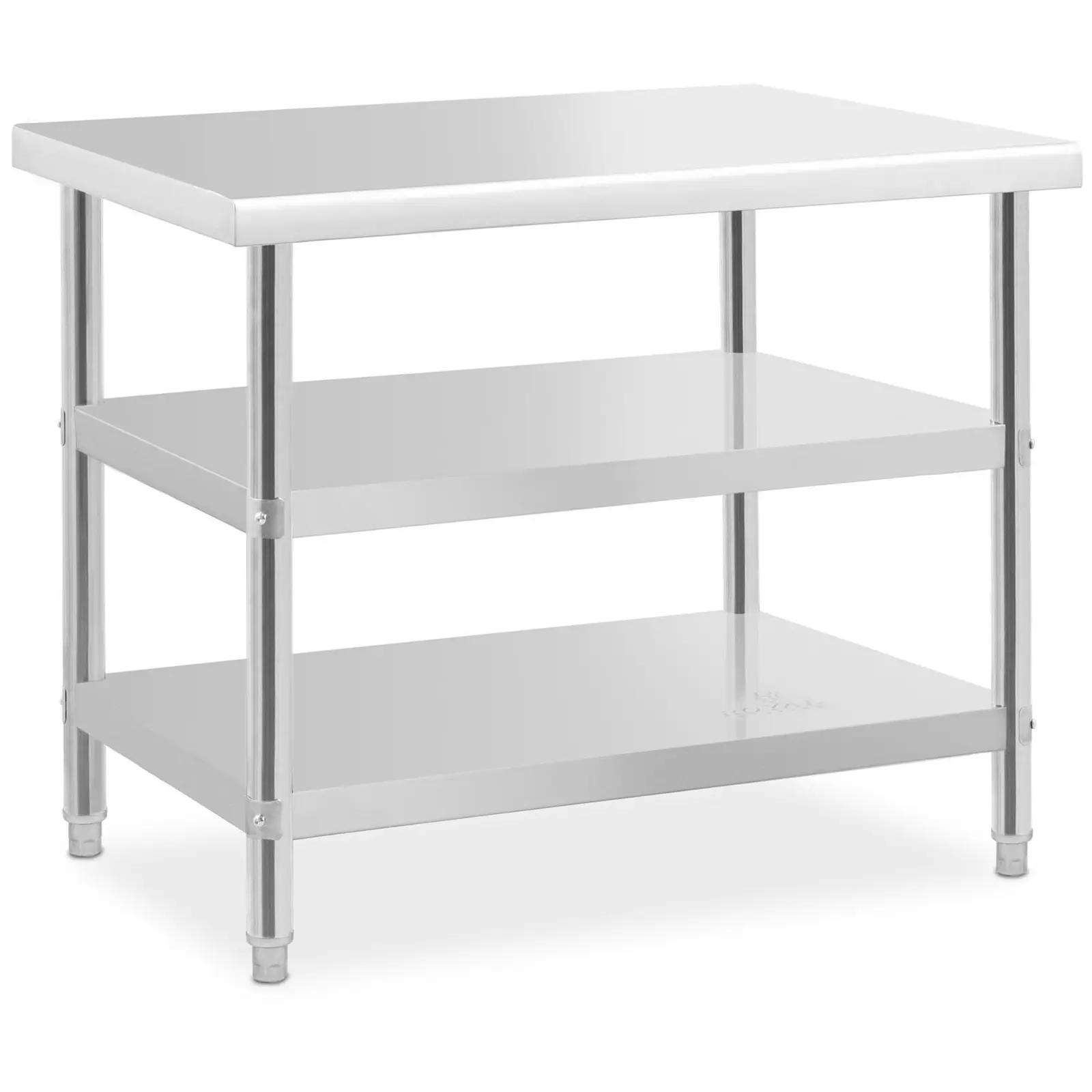 Stainless Steel Table - 100 X 70 X 5 Cm - 190 Kg - 2 Shelves - Royal Catering