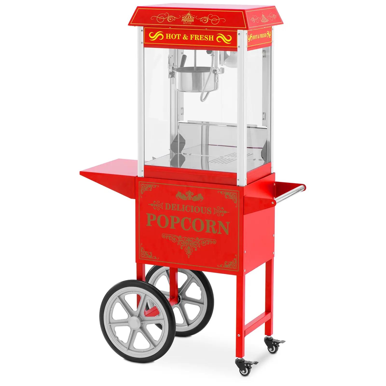 Popcorn Machine with Cart - retro design - 150 / 180 °C - red - Royal Catering