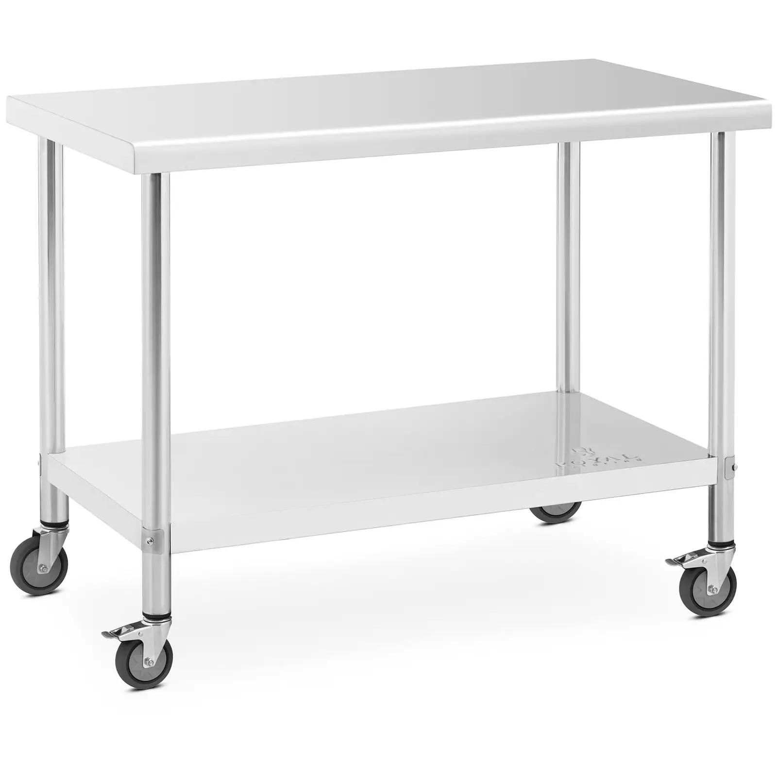 Wheeled Work Bench - 60 X 120 Cm - 158 Kg Load Capacity - Royal Catering