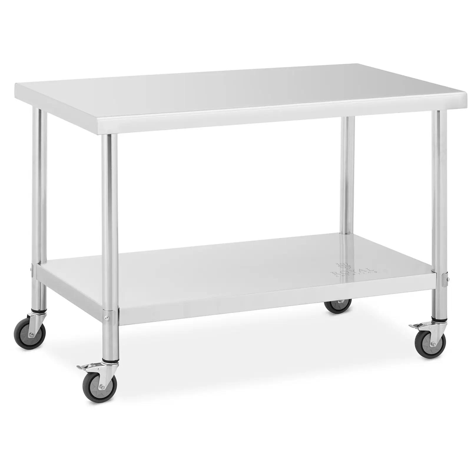 Wheeled Work Bench - 70 X 120 Cm - 158 Kg Load Capacity - Royal Catering