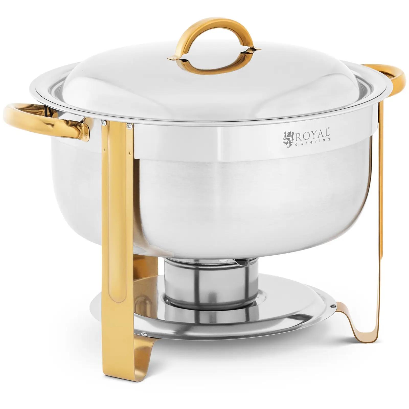 Chafing Dish - Round - Gold Accents - 4.5 L - 1 Fuel Cell - Royal Catering