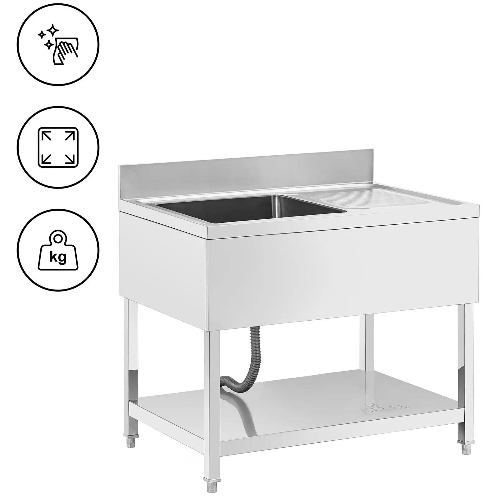 Sink Unit - 1 basin - stainless steel - 100 x 70 x 97 cm - Royal Catering