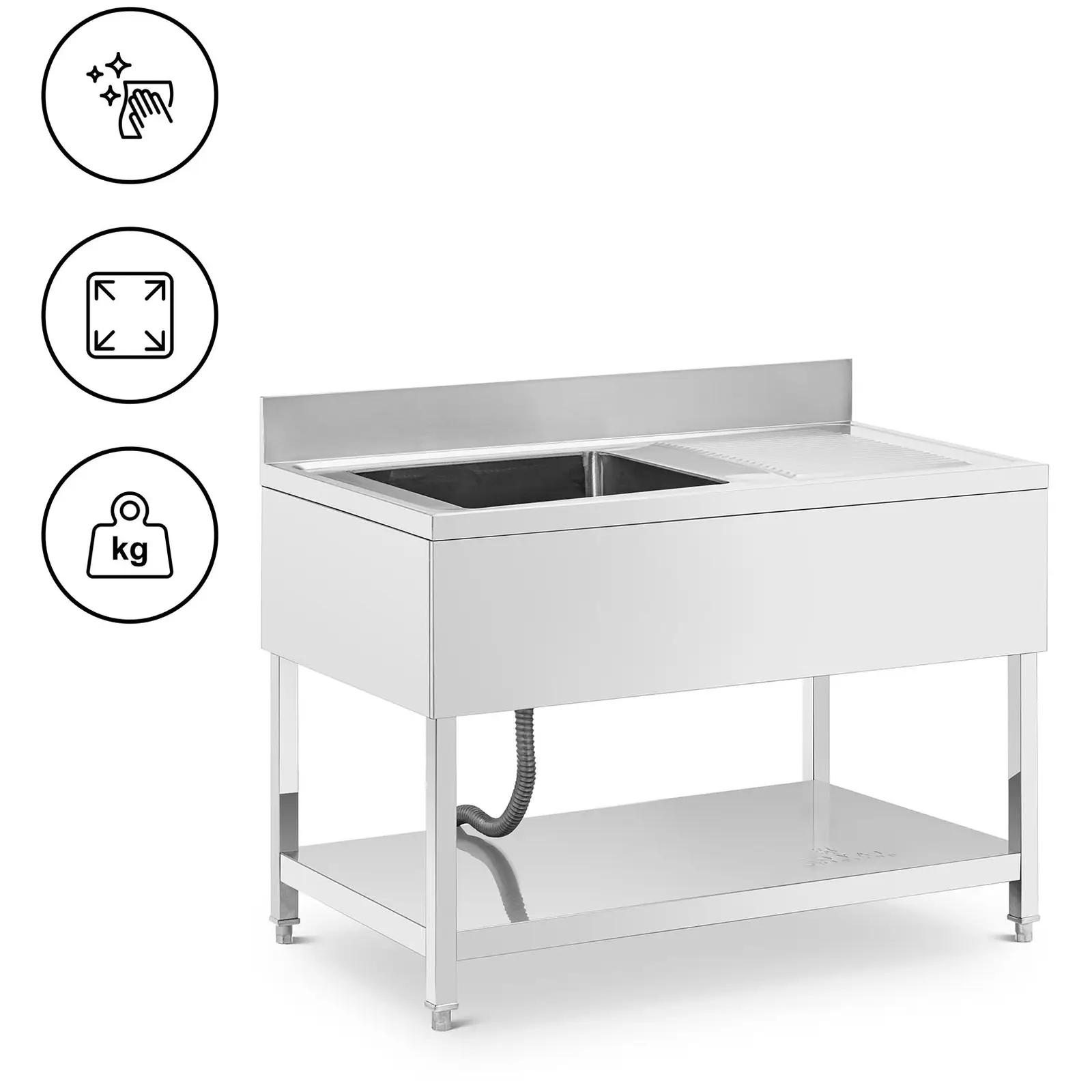 Sink Unit - 1 Bowl - Stainless Steel - 120 X 70 X 97 Cm - Royal Catering