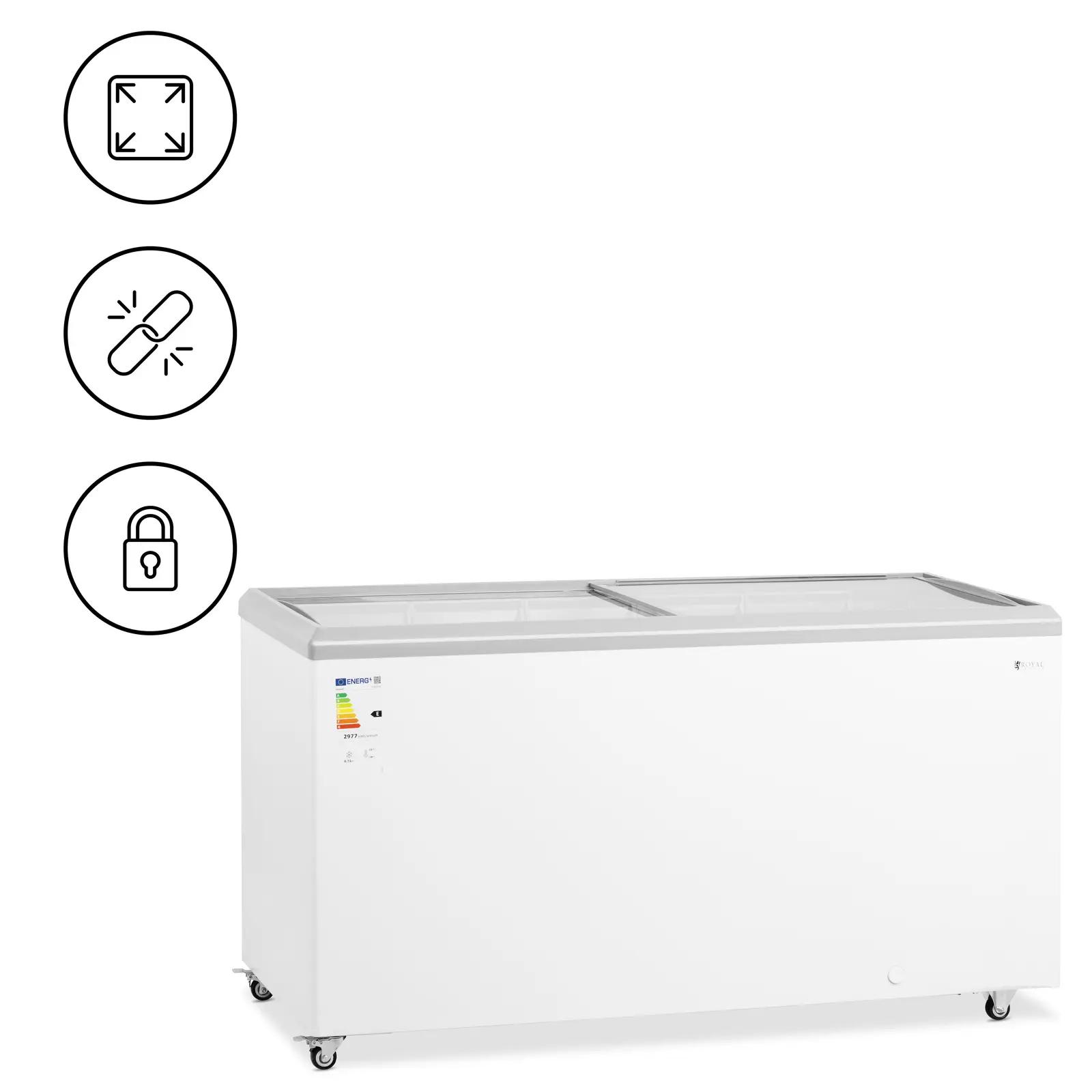 Chest Freezer - 450 L - Glass Doors - Lockable - Royal Catering