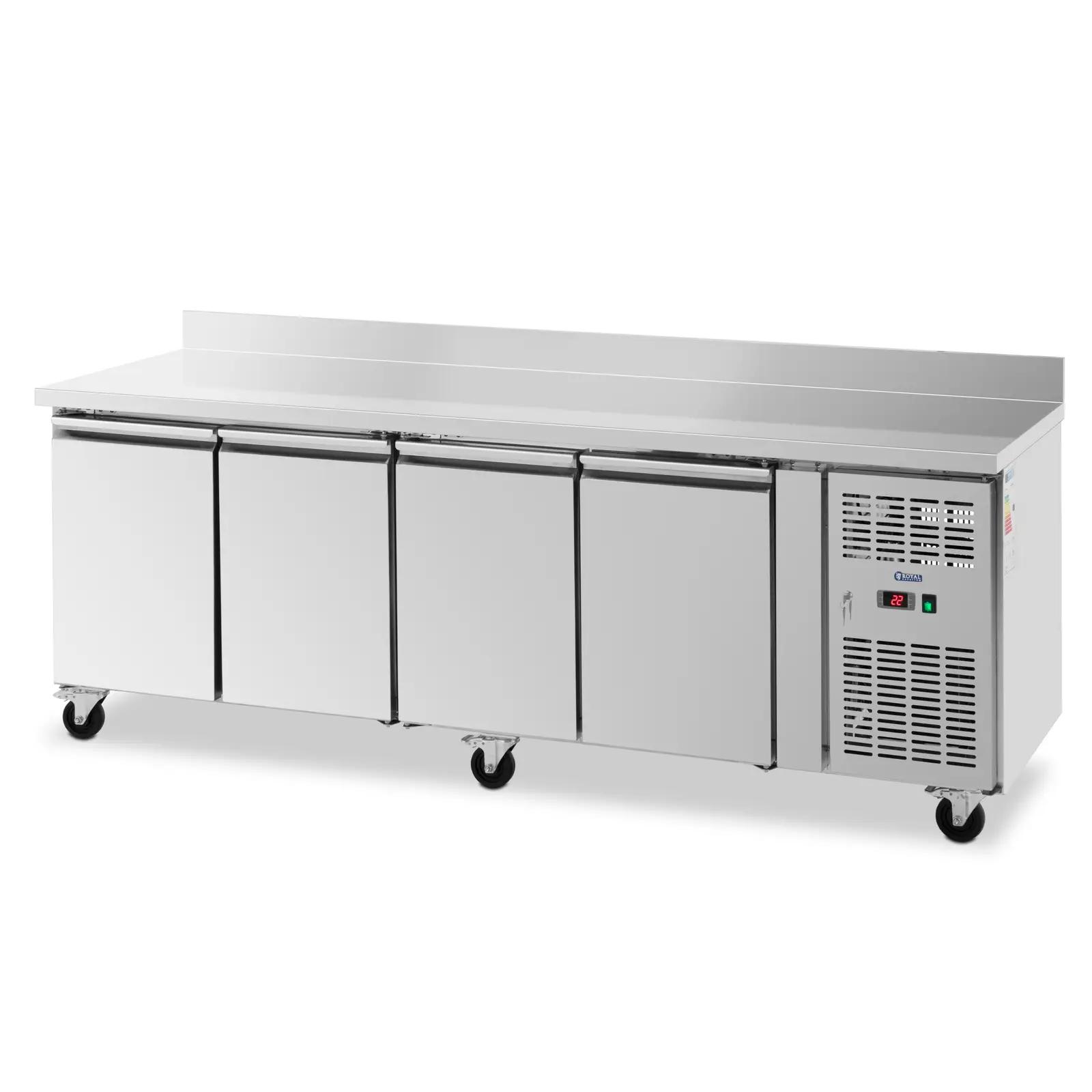 Mobile Saladette Fridge - 550 L - 4 Compartments - 223 X 70 Cm - Class B - Backsplash - Stainless Steel - Royal Catering