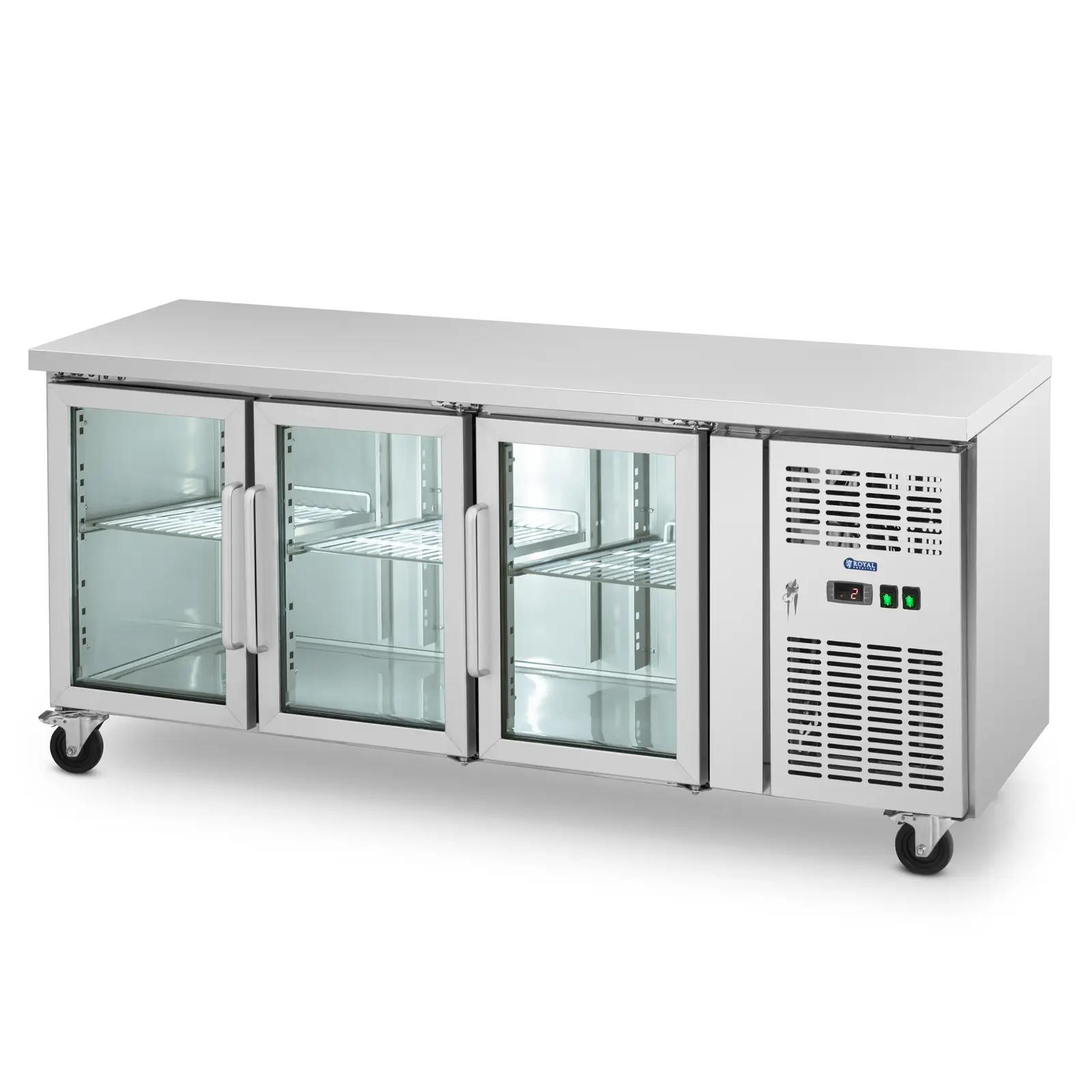 Mobile Saladette Fridge - 410 L - 3 Glass Doors - 179.5 X 73 Cm - Class B - Stainless Steel - Royal Catering