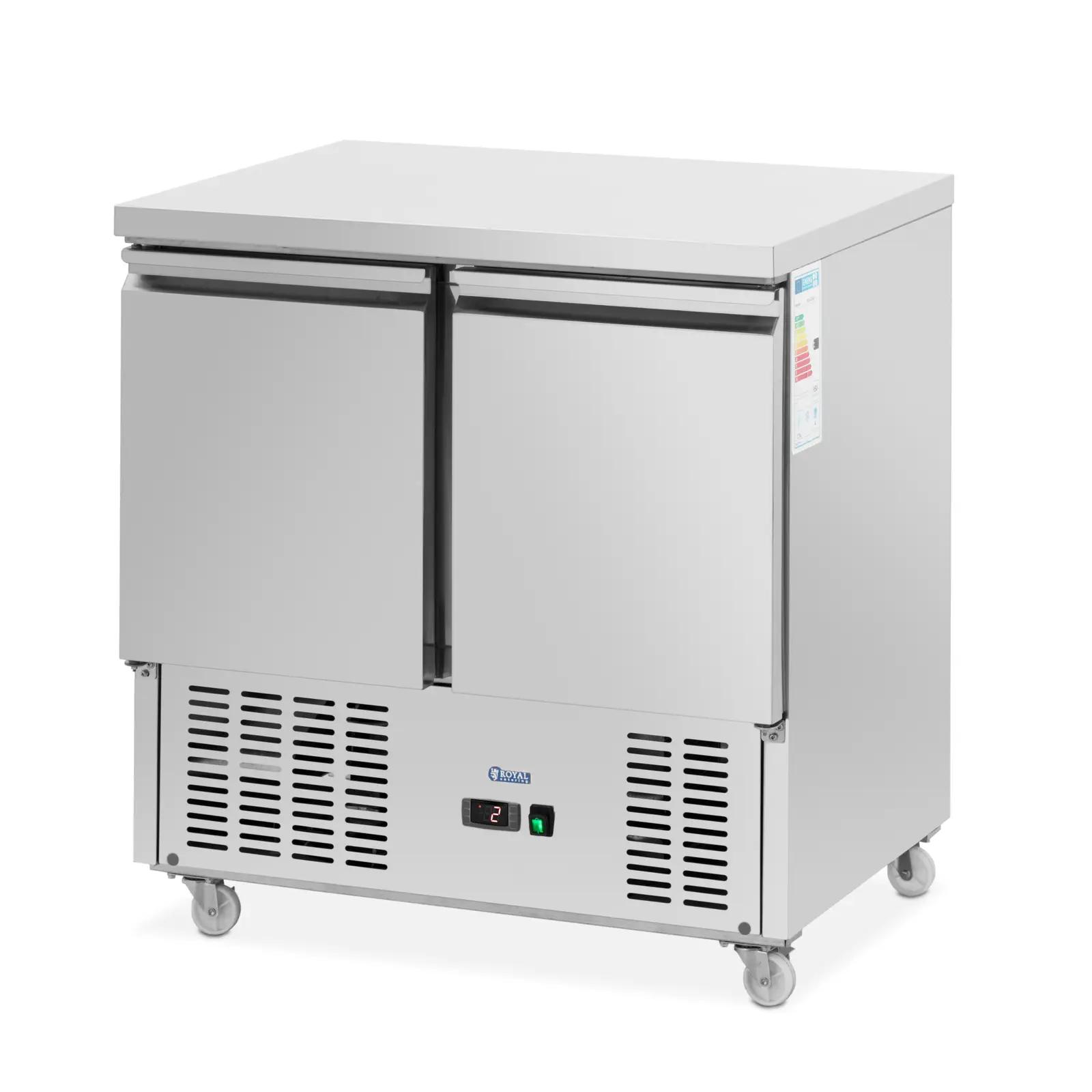 Mobile Saladette Fridge - 240 L - 2 Compartments - 90 X 70 Cm - Class C - Stainless Steel - Royal Catering