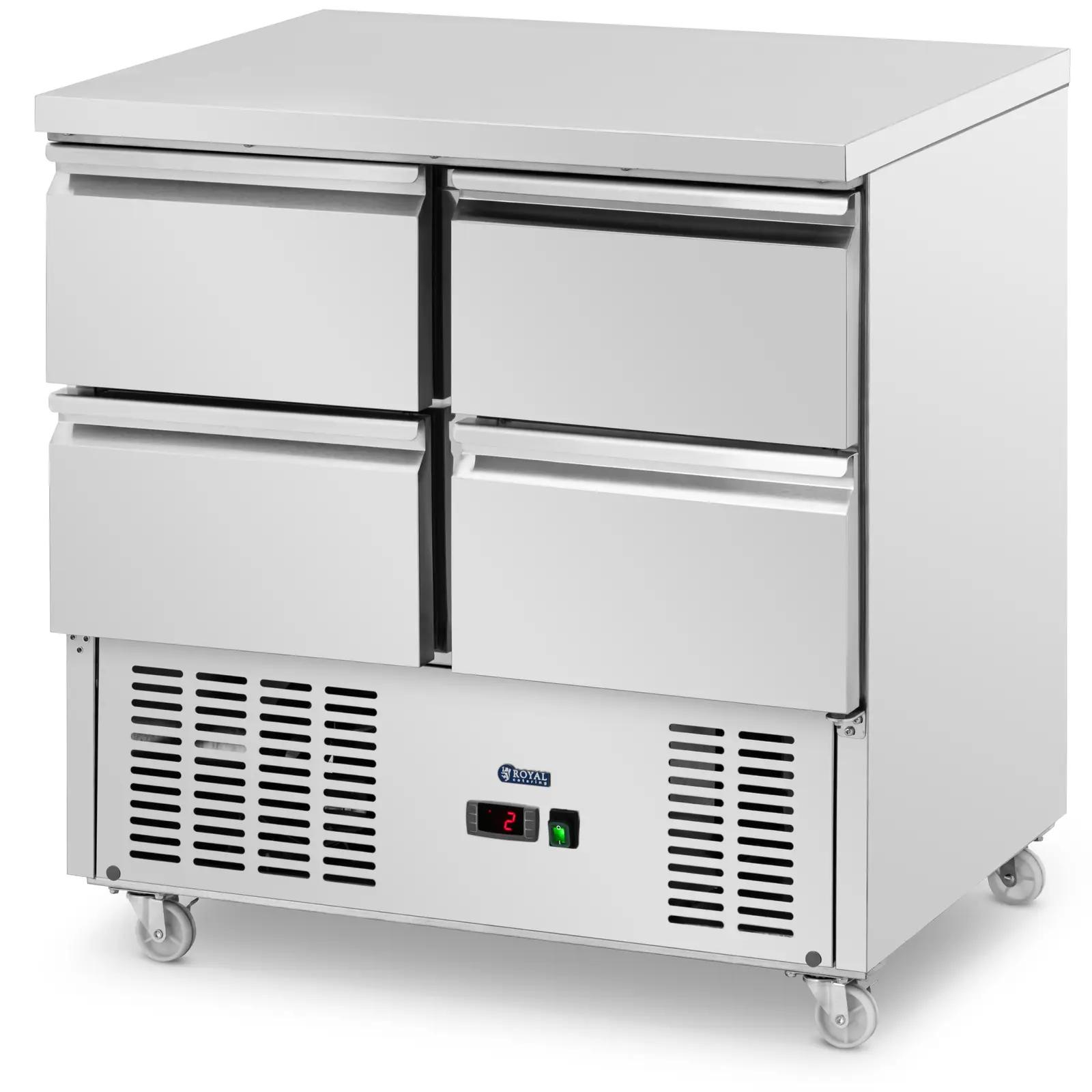 Mobile Saladette Fridge - 240 L - 4 Drawers - 90 X 70 Cm - Class C - Stainless Steel - Royal Catering