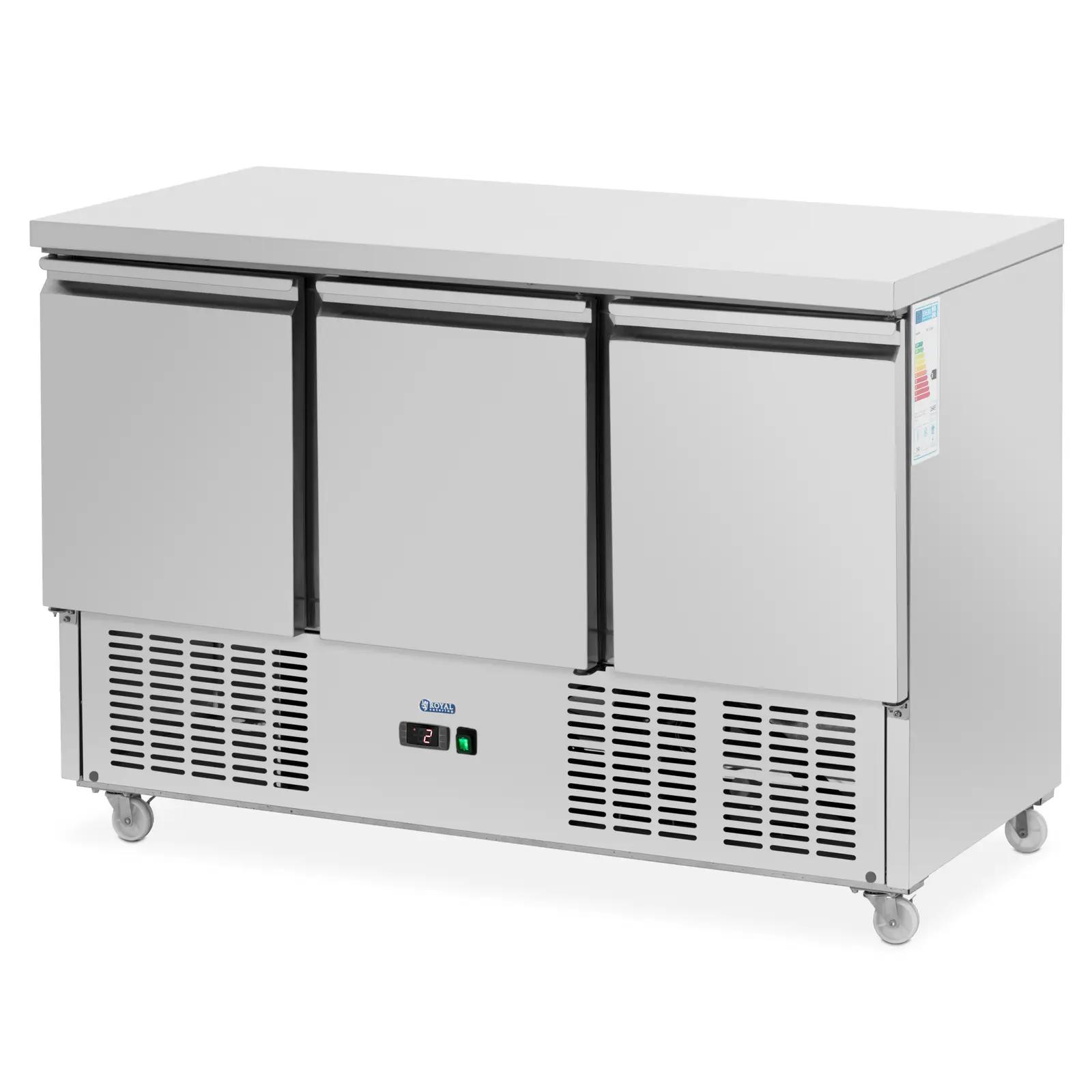 Mobile Saladette Fridge - 360 L - 3 Compartments - 137 X 70 Cm - Class C - Stainless Steel - Royal Catering