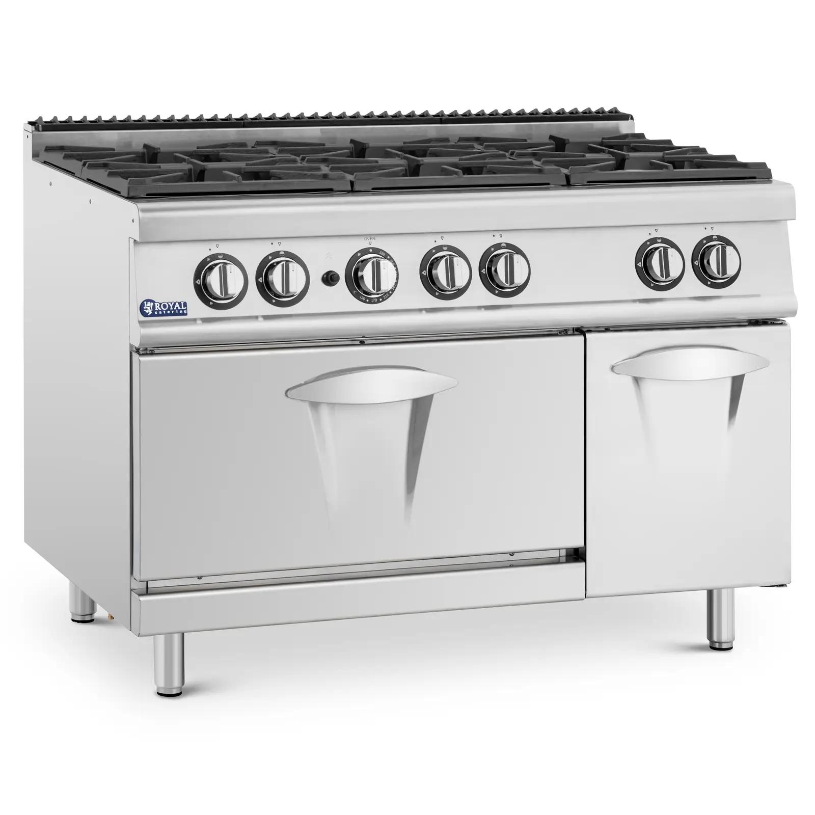 Gas Cooker with Gas Oven - 21.6 kW - 6 burners - base cabinet - Royal Catering