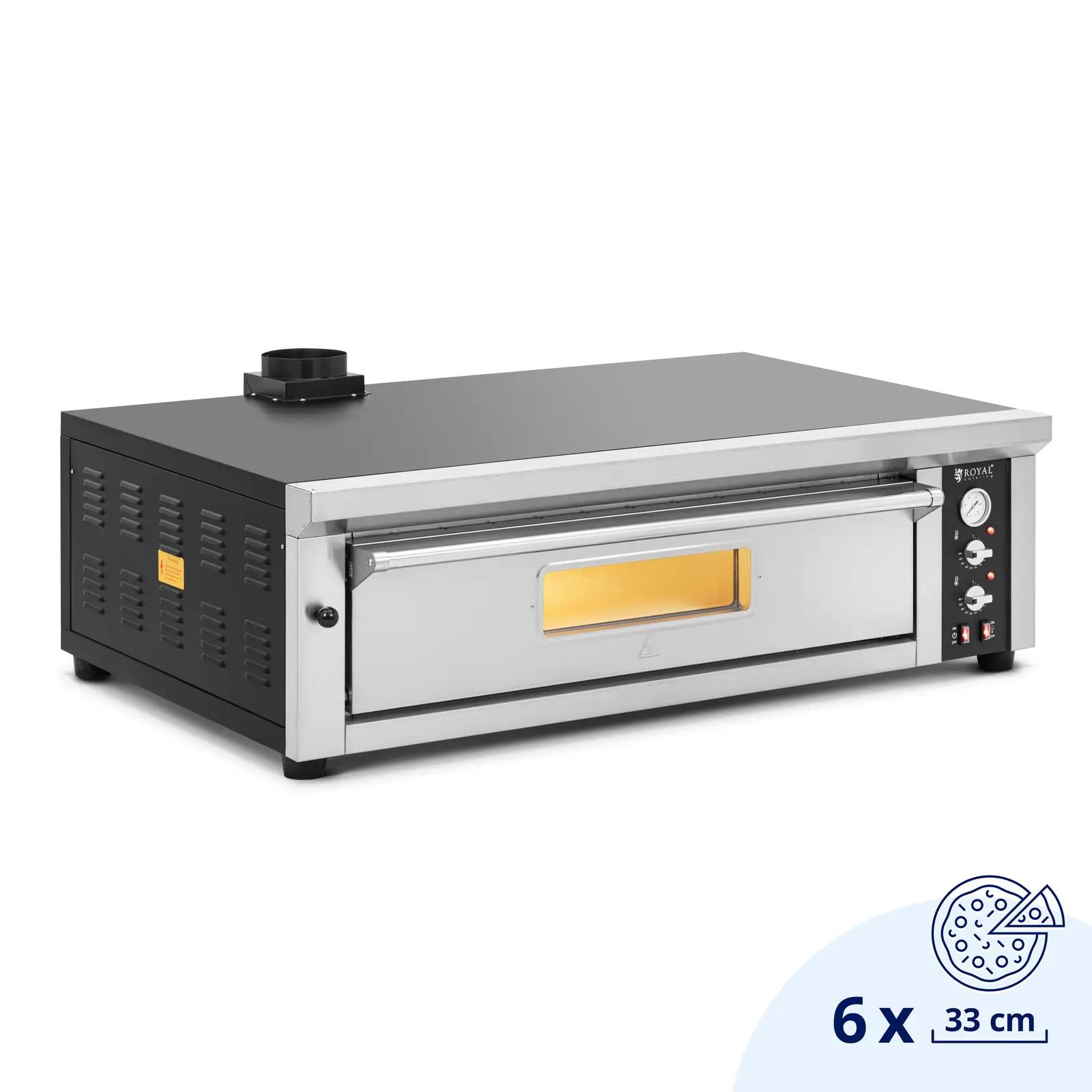 Electric Pizza Oven - 6 x 33 cm - 1 chamber - 6600 W - 400 V - fireclay stone - Royal Catering