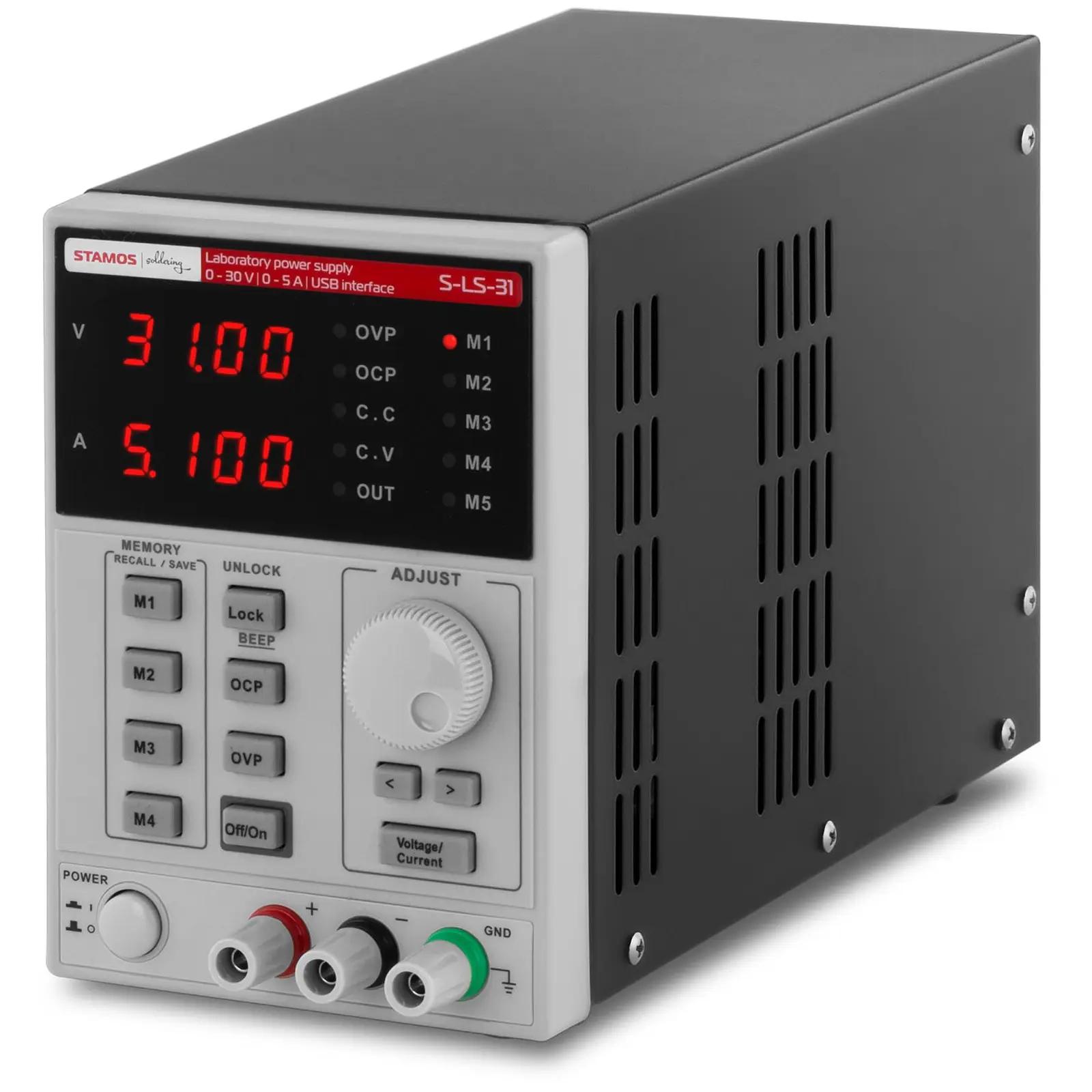 Bench Power Supply - 0-30 V, 0-5 A DC, 250 W - USB - 4 Memory Spaces