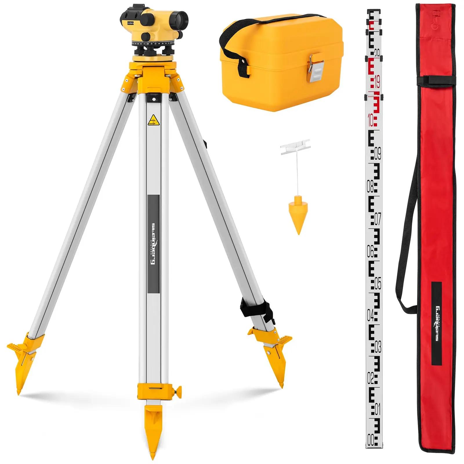 Automatic Level - With Tripod And Level Staff - 32x Magnification - 38 Mm Lens - Deviation 1 Mm - Magnetic Compensator