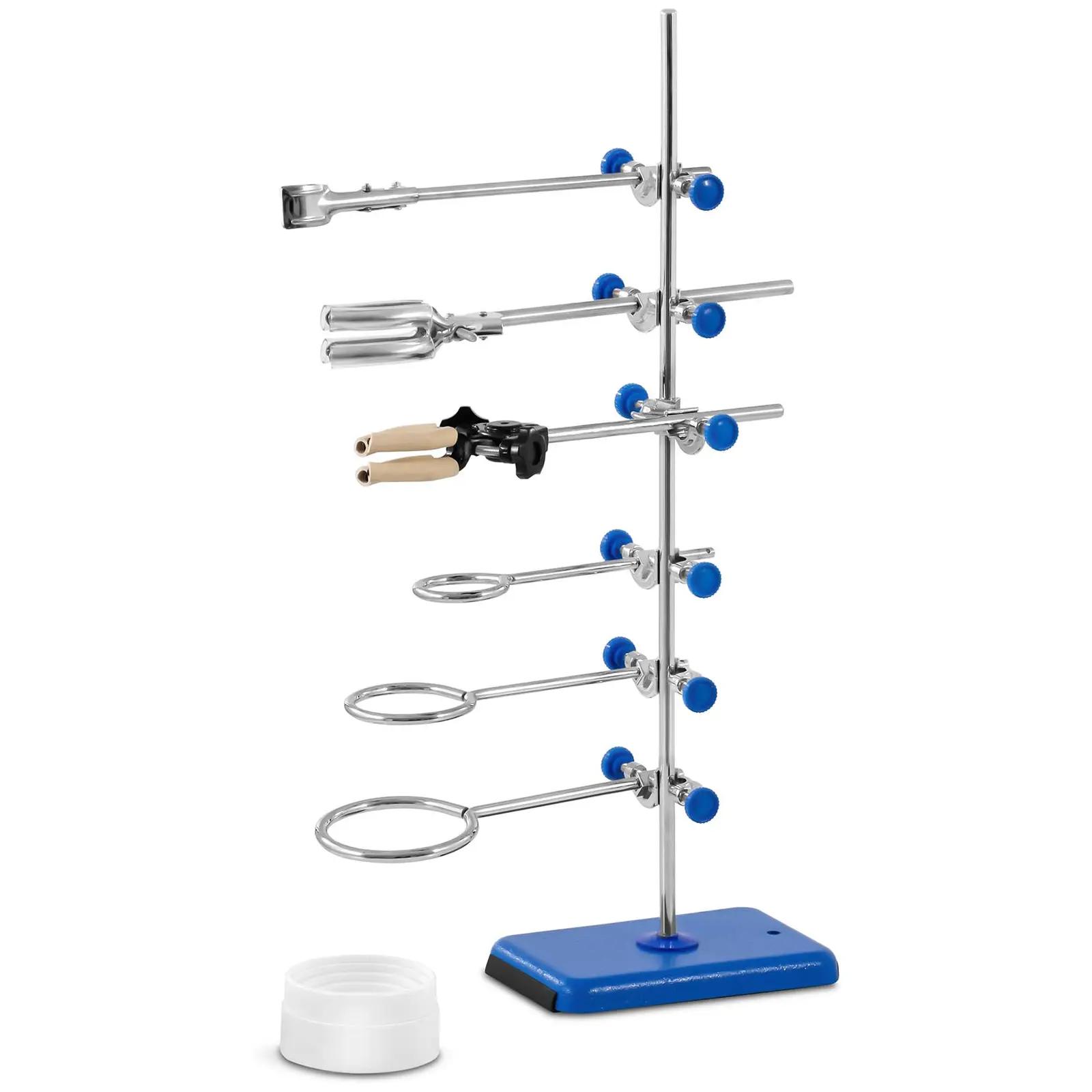 Laboratory Stand - With Burette clamp, 2 Clamps And 3 Rings