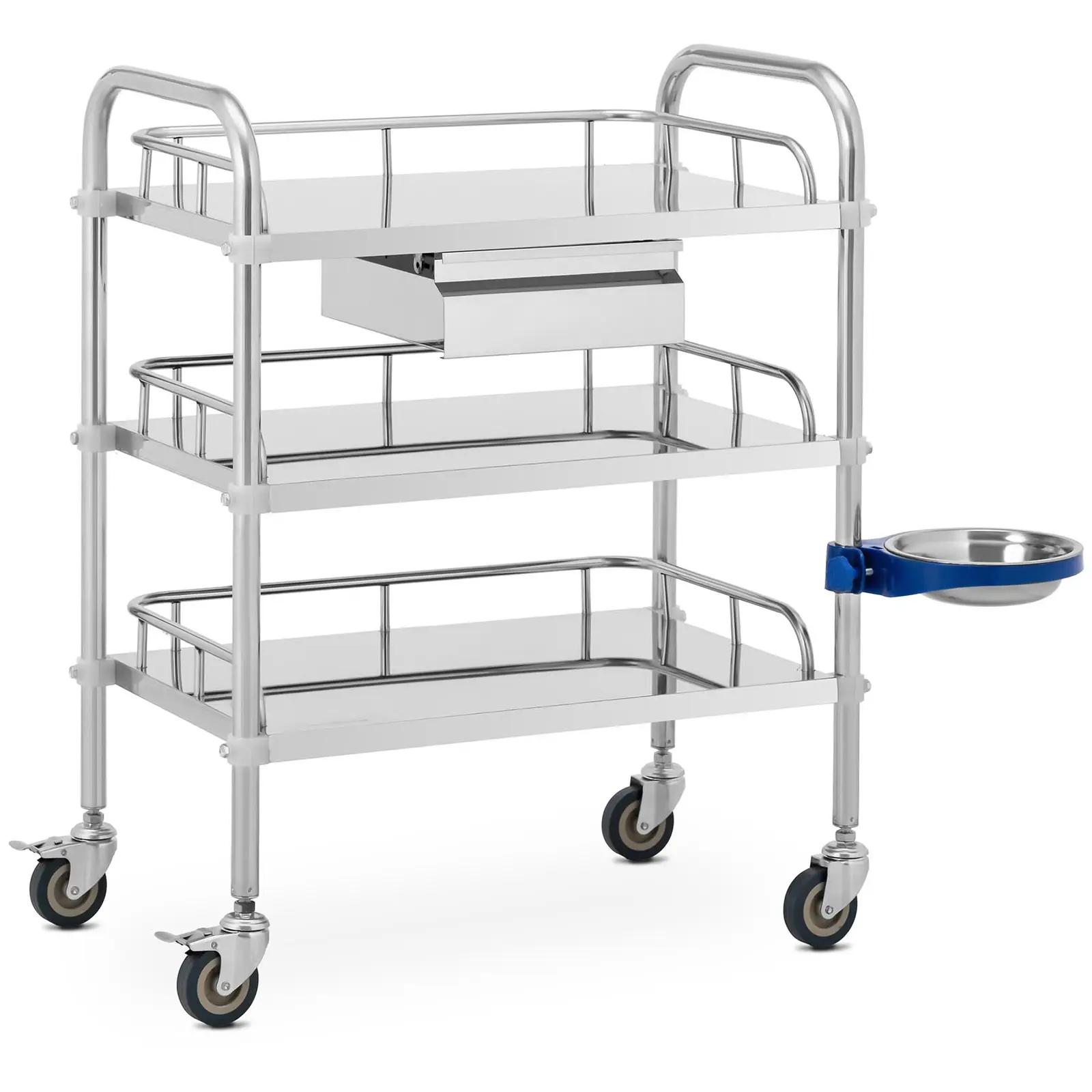 Laboratory Trolley - stainless steel - 3 shelves each 56 x 36 x 13 cm - 1 drawer - 15 kg