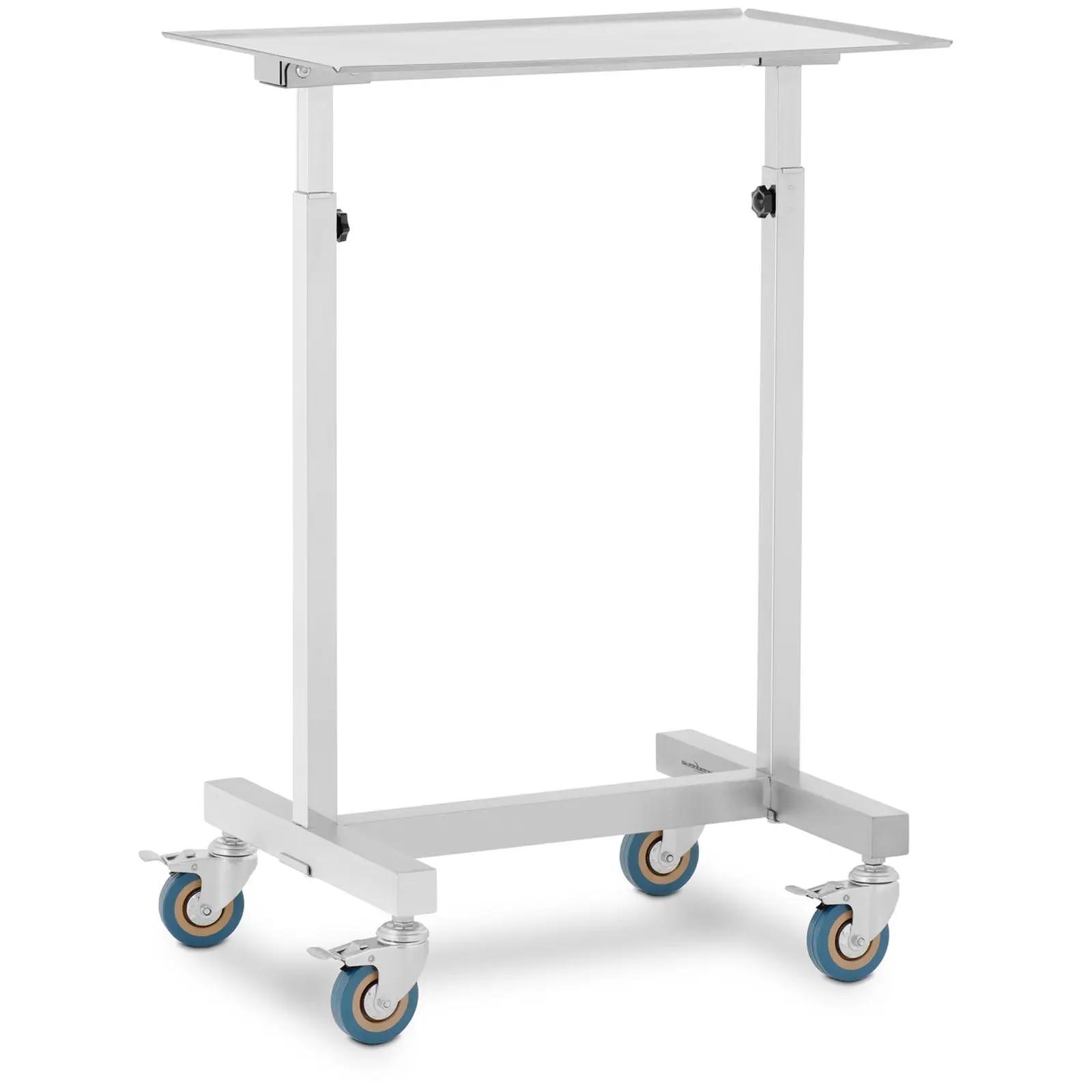 Instrument Trolley - Mobile - 60 X 40 Cm - Height Adjustable - Stainless Steel / Rubber