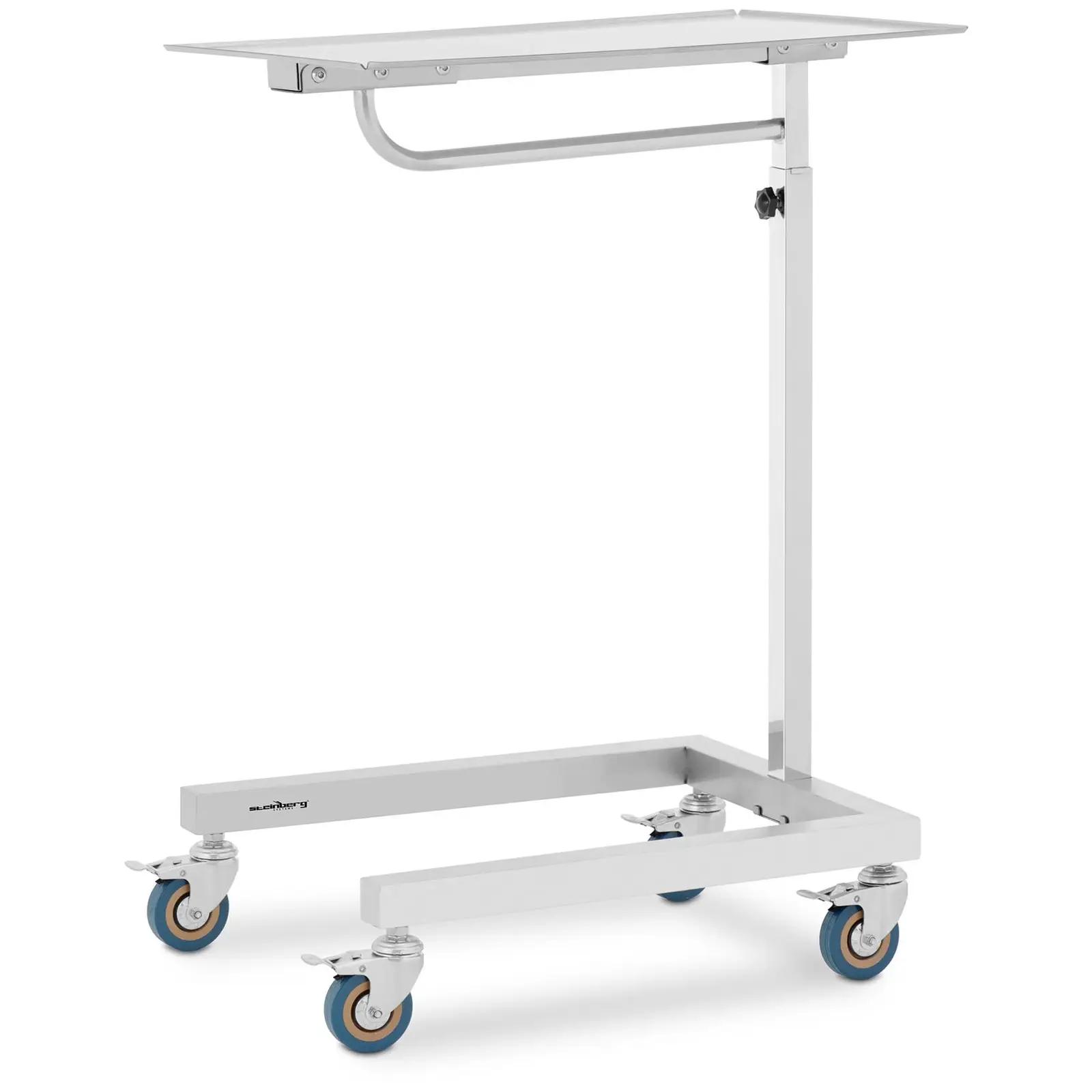 Instrument Trolley - 4 Wheels - 60 X 40 Cm - Height Adjustable - Stainless Steel / Rubber