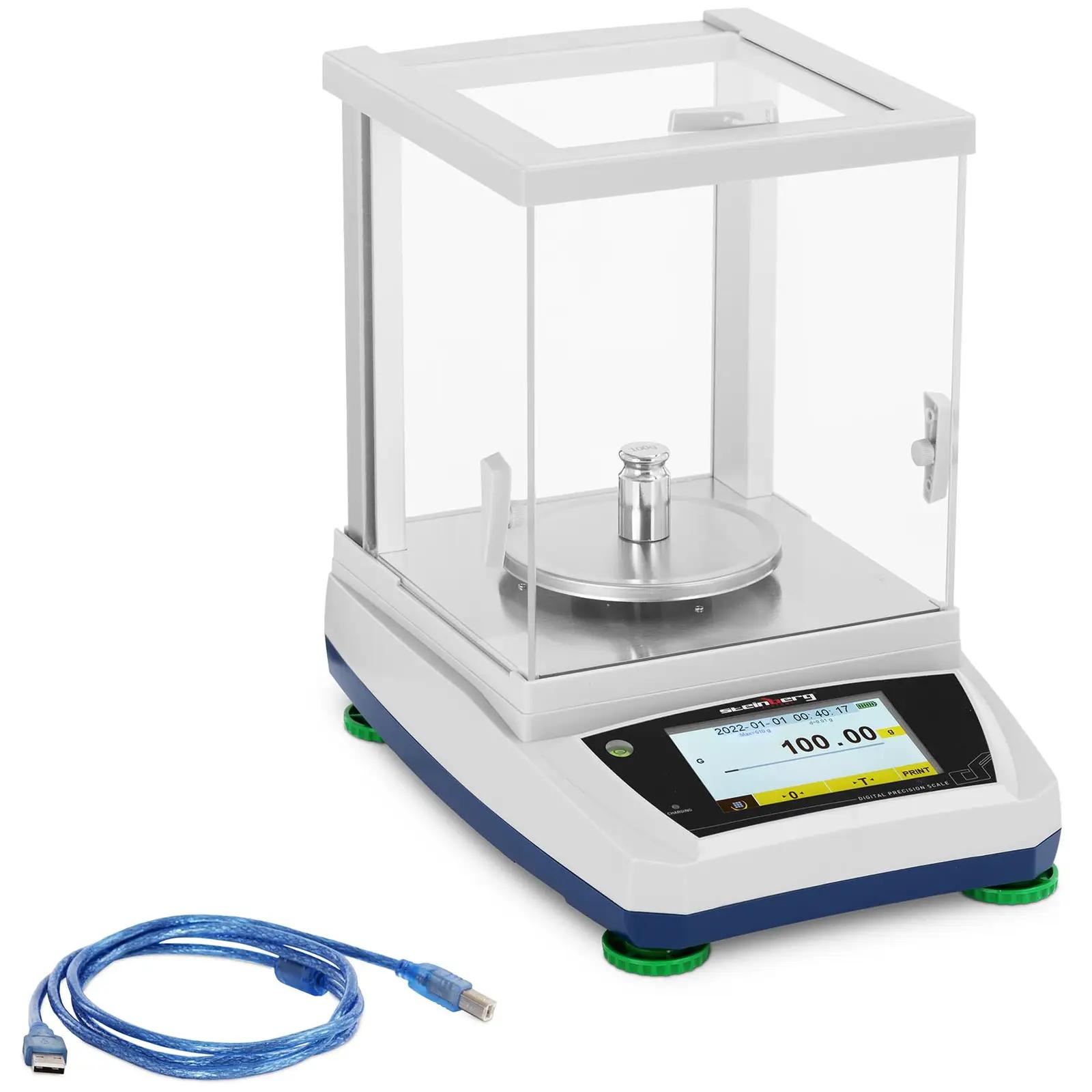 Precision Scale - 600 g / 0.01 g - Ø 115 mm - Touch-LCD - large glass draft shield