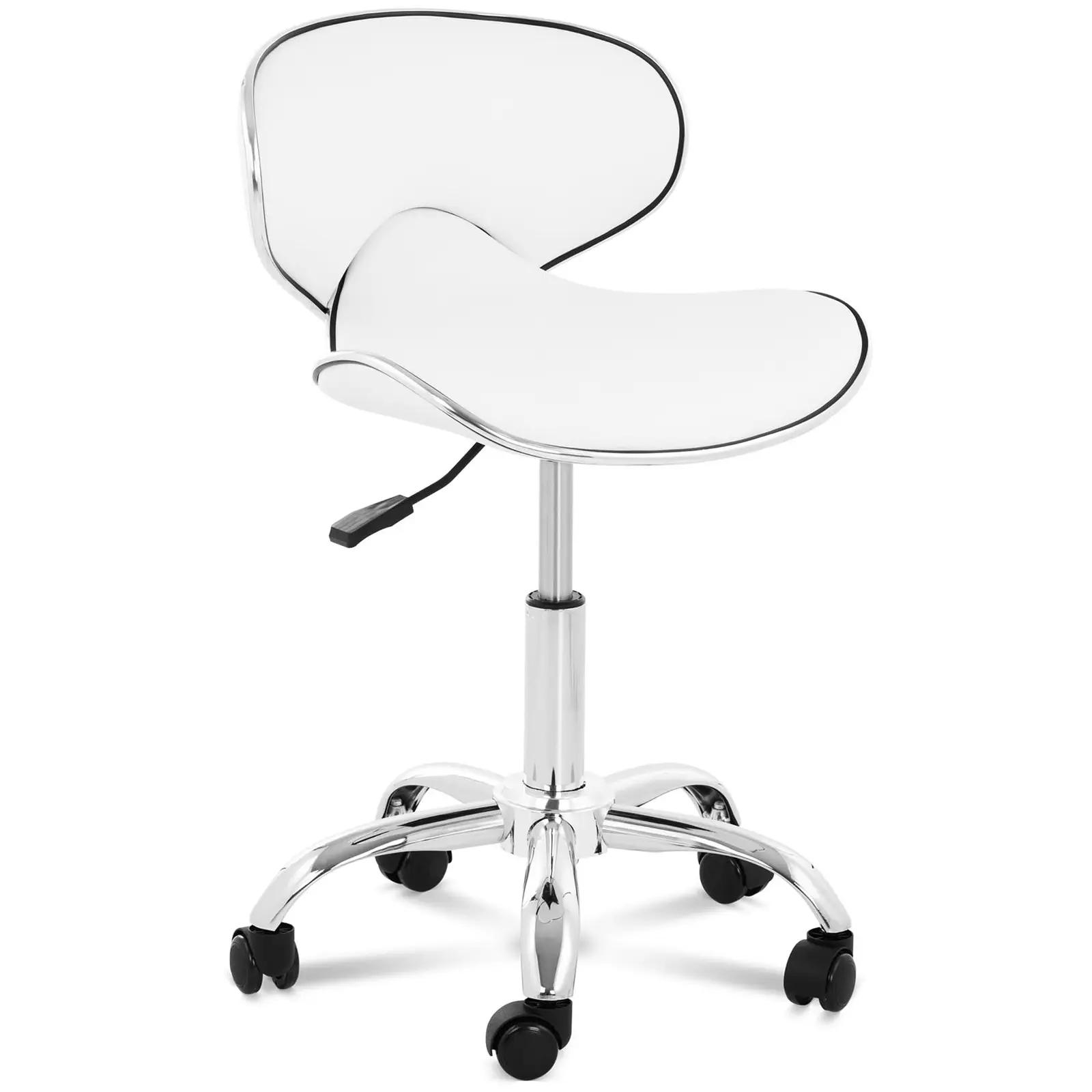 Stool Chair with Back - Seat Height 48 - 62Cm / Height 68 - 82Cm mm - 150 kg - White