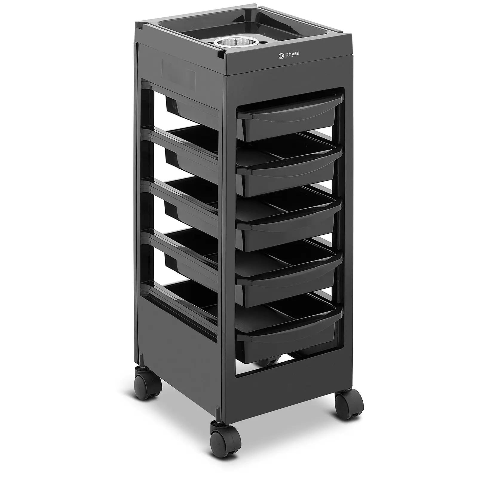 Hair Salon Trolley - 10 Kg - 5 Drawers - Hairdryer Holder - 495 X 284 Mm Shelf