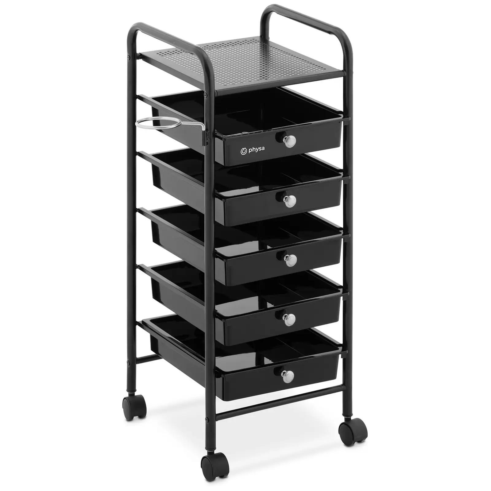 Hair Salon Trolley - 10 Kg - 5 Drawers - Hairdryer Holder - 330 X 320 Mm Shelf