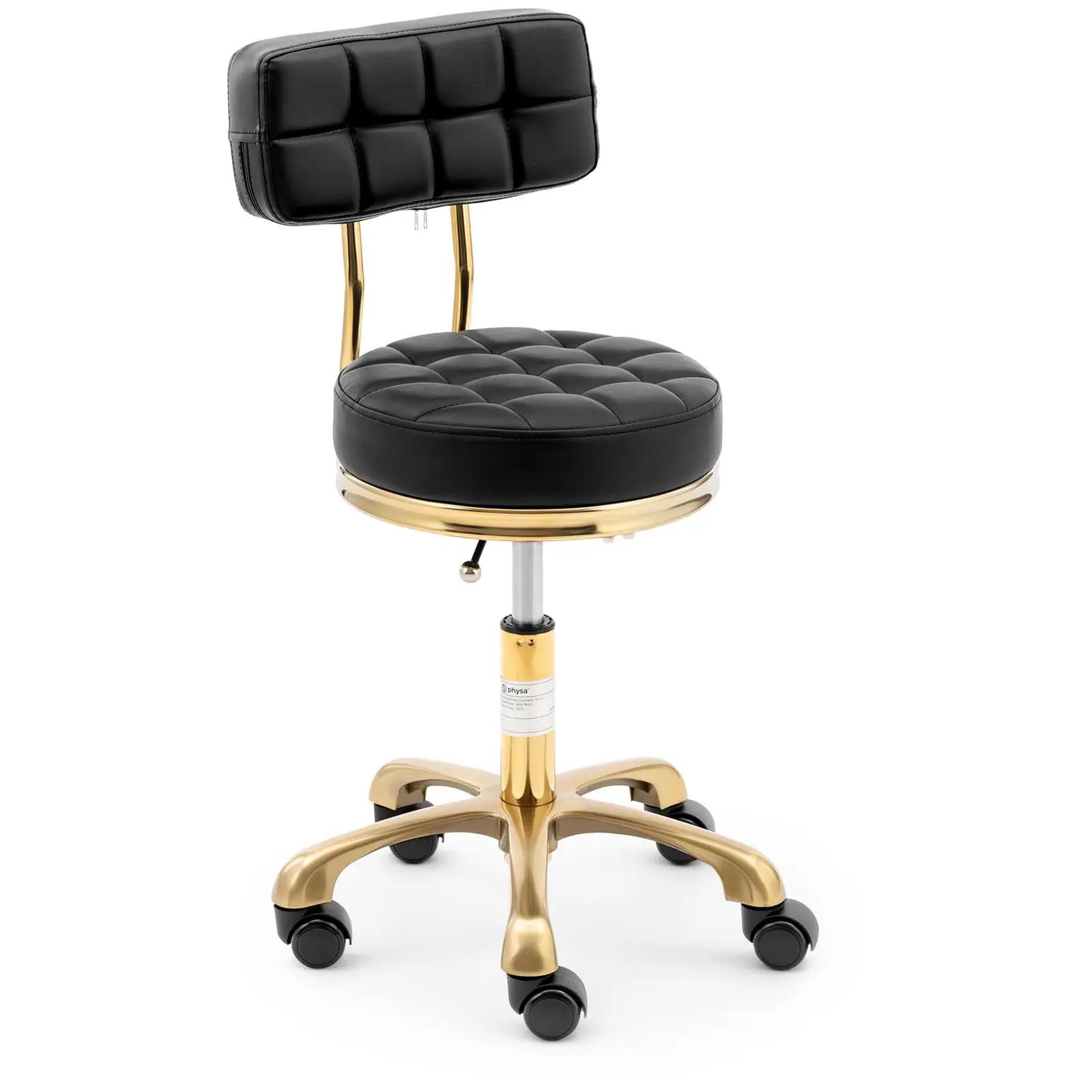 Rolling Stool With Backrest - 51 - 66 Cm - 150 Kg - Black