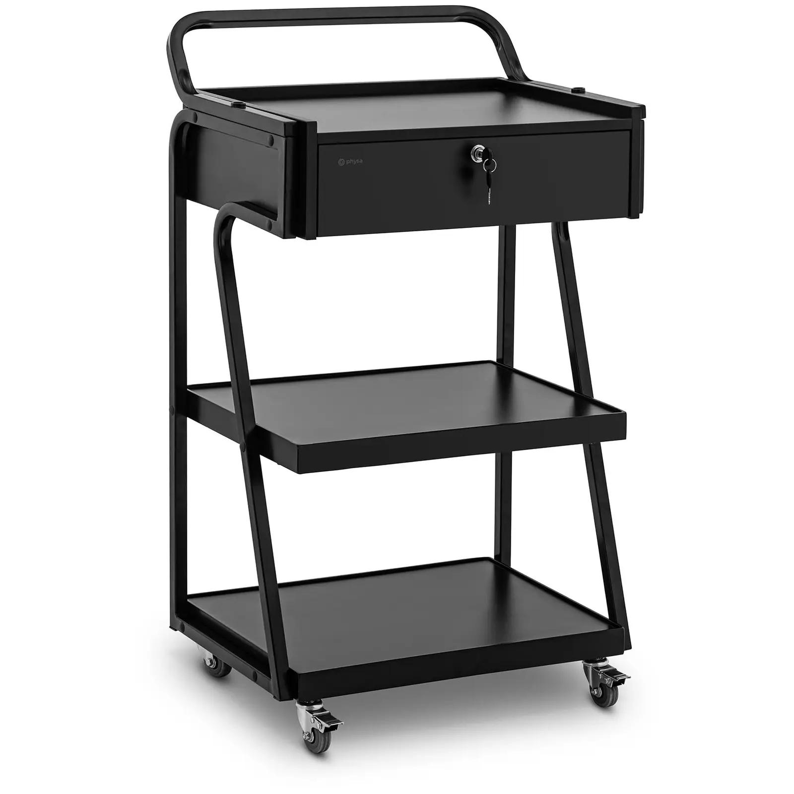 Beauty Trolley - 1 Lockable Drawer - 3 Shelves - max. Storage Capacity 80 Kg - Black