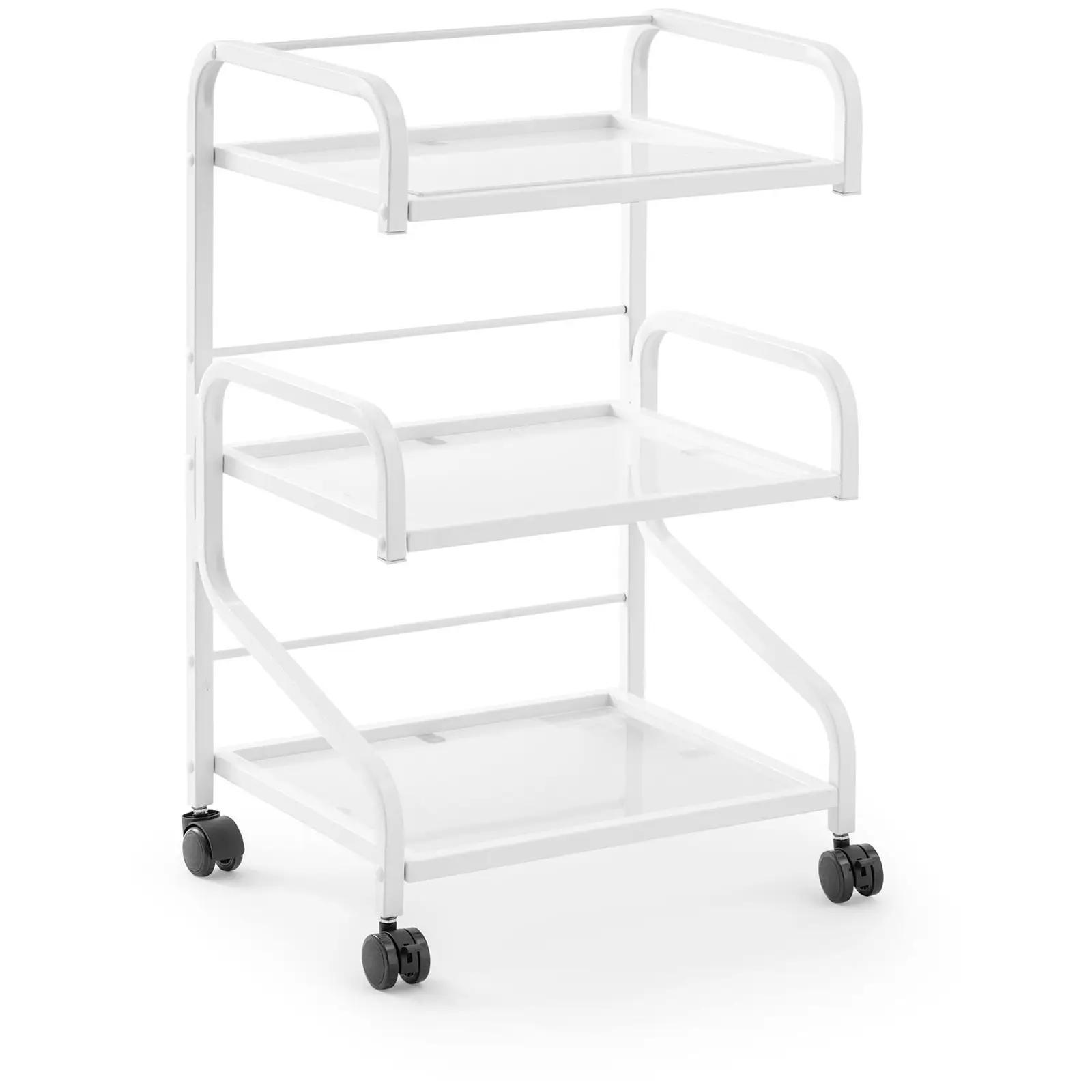 Beauty Trolley - 3 Glass Shelves - 40 X 50 X 83 Cm - White