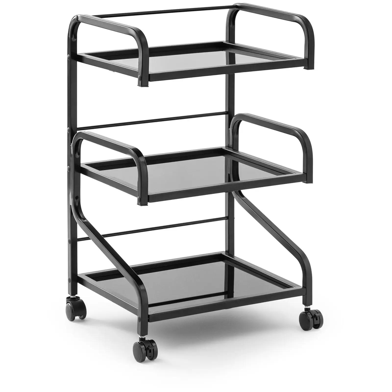 Beauty Trolley - 3 glass shelves - 40 x 50 x 82 cm - black