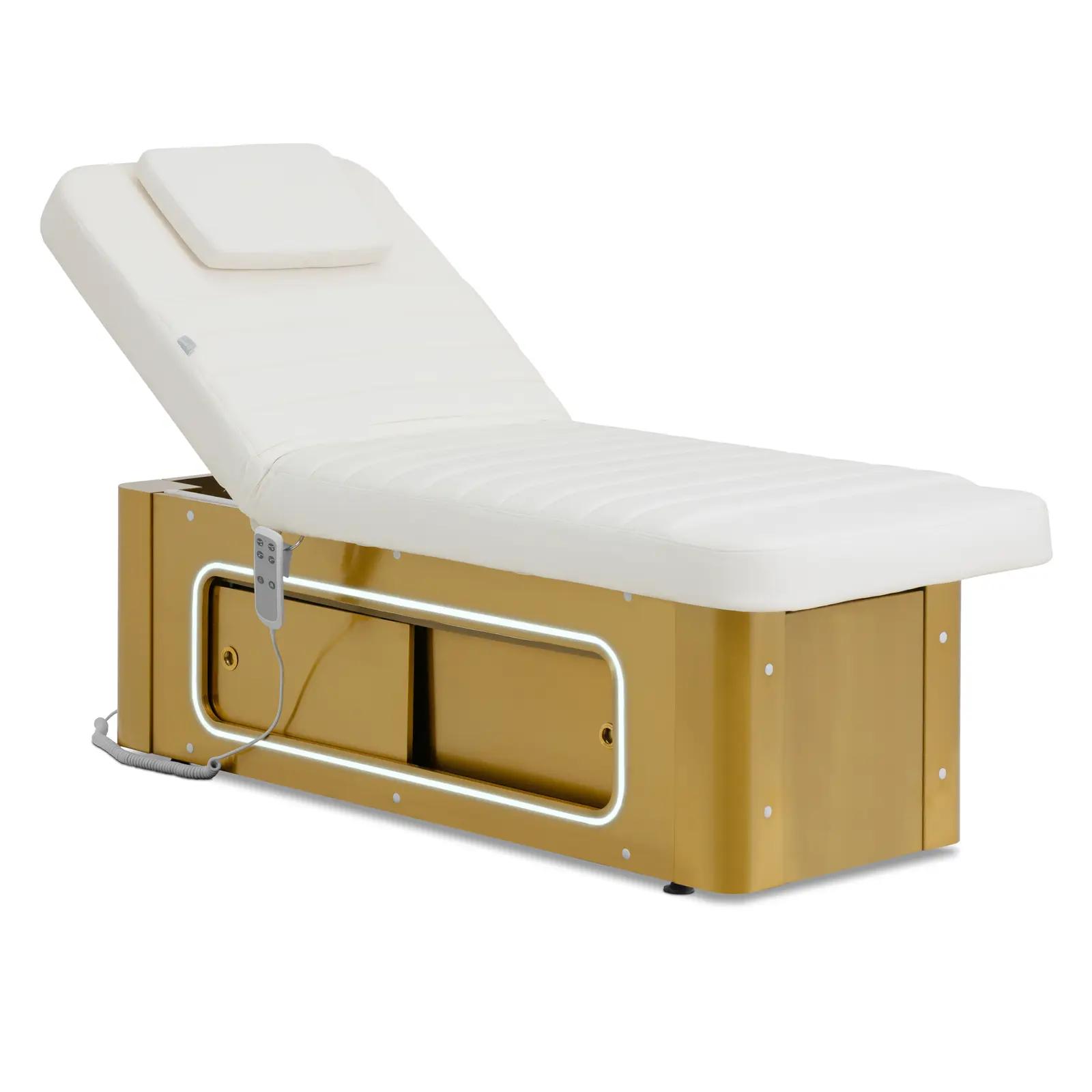 Electric Beauty Bed - 200 Kg - white/gold - Heated - 2 Motors